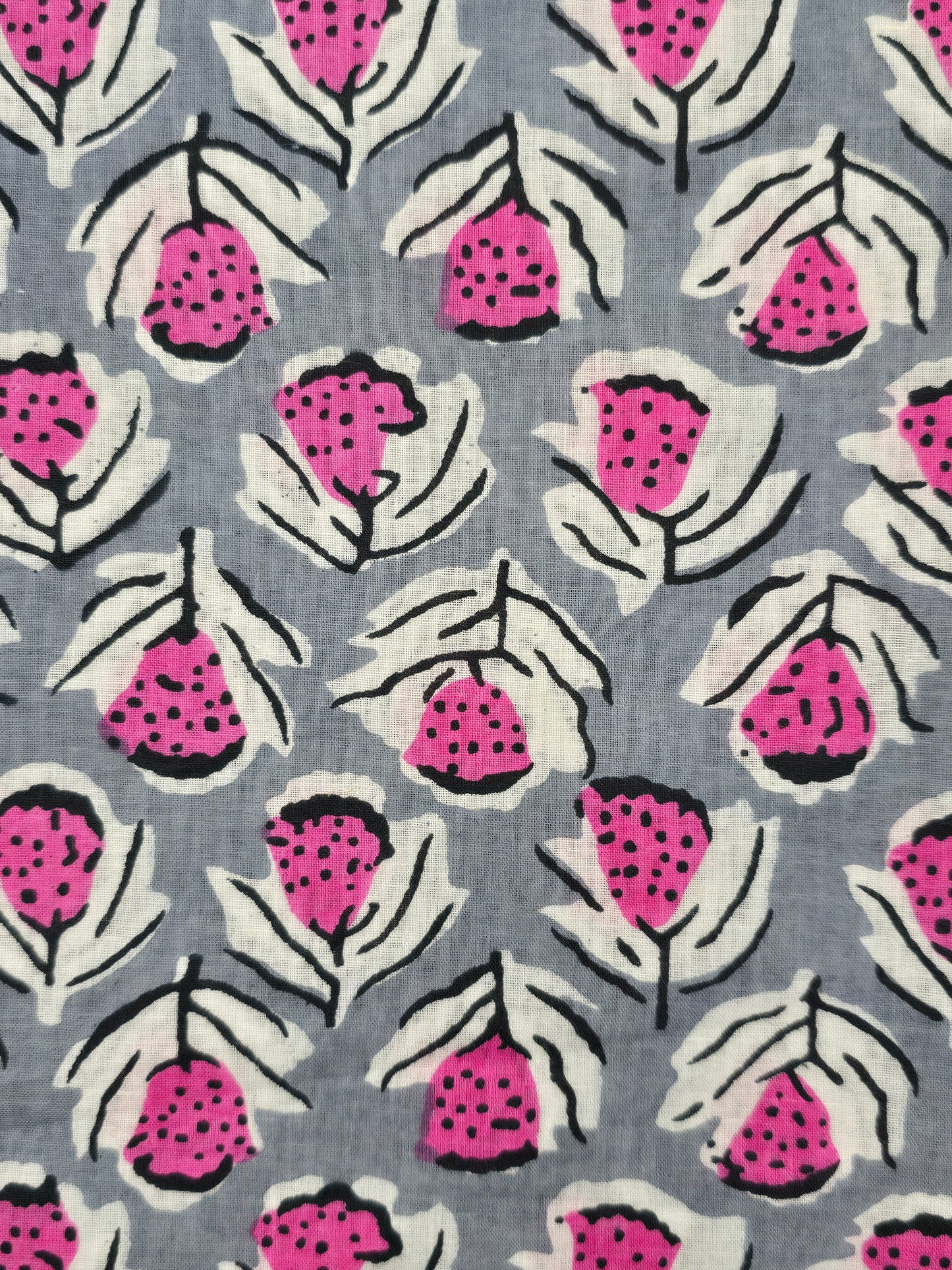 Cotton Sanganeri fabric with pink floral prints DRM-040 **ready to dispatch**