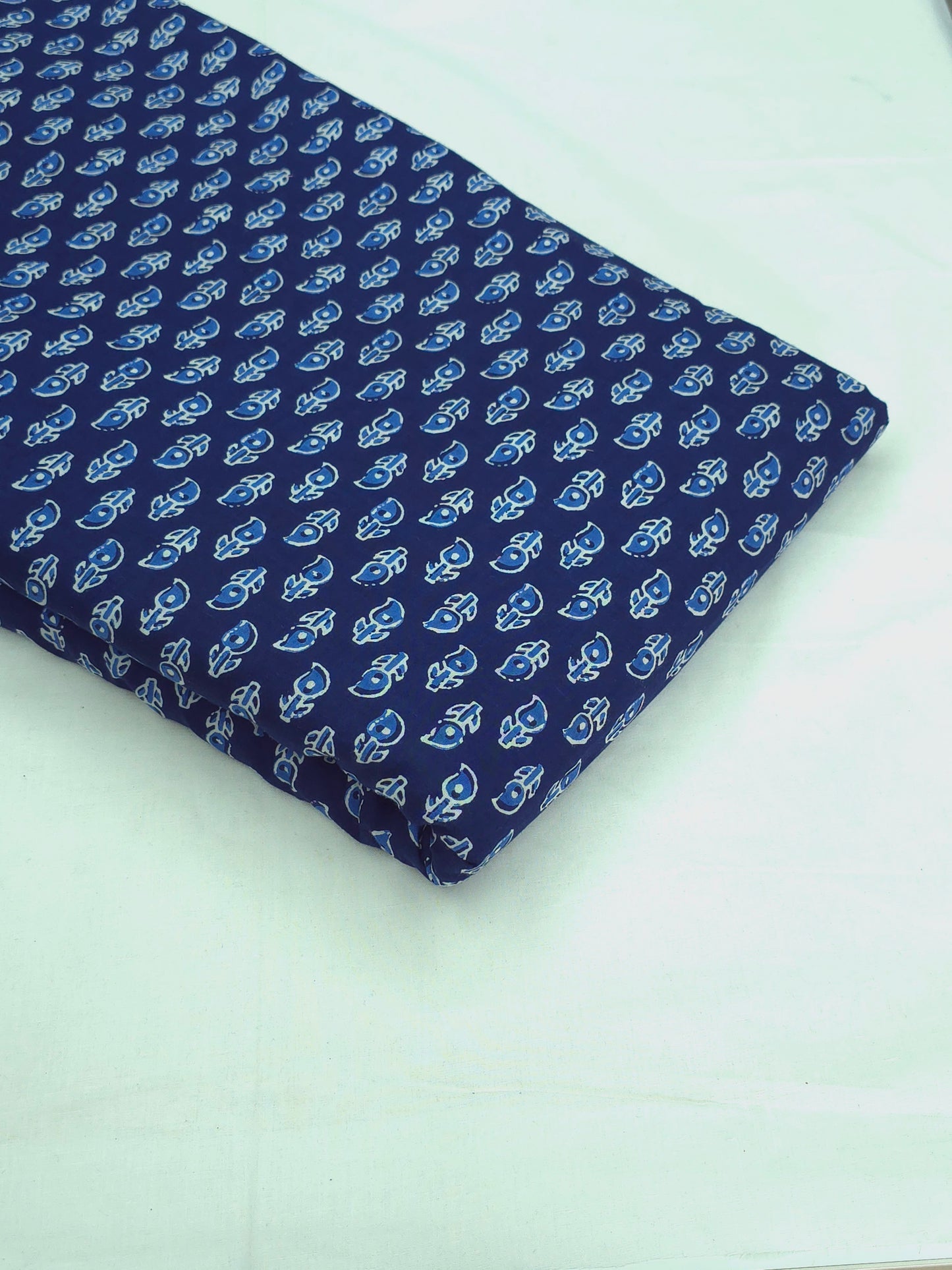 Indigo Leaf Butta Cotton Fabric DRM-032 **ready to dispatch**