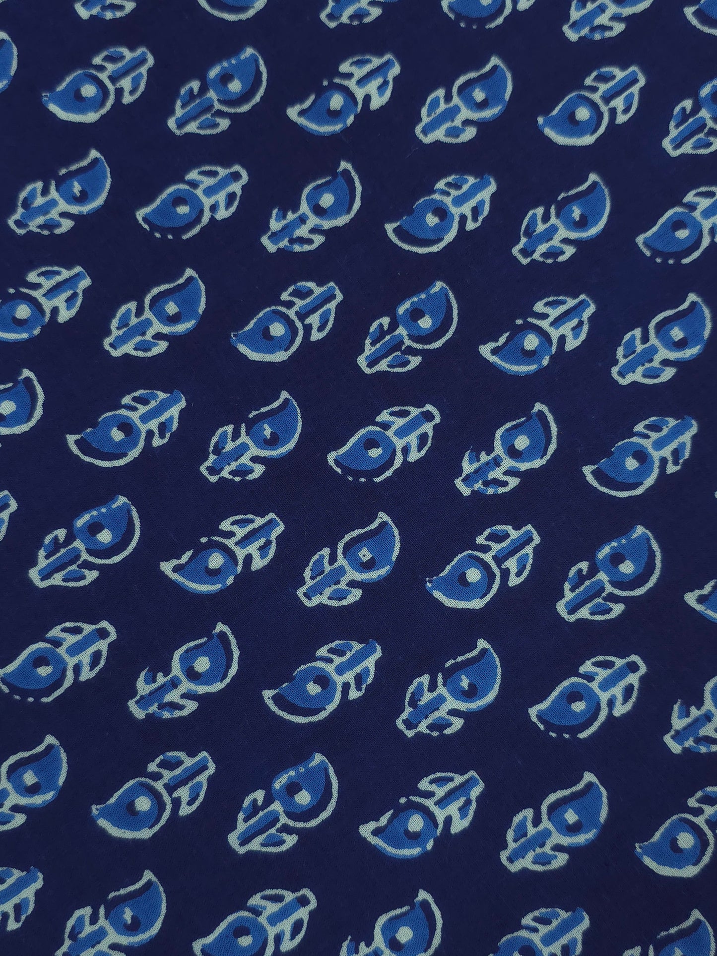 Indigo Leaf Butta Cotton Fabric DRM-032 **ready to dispatch**
