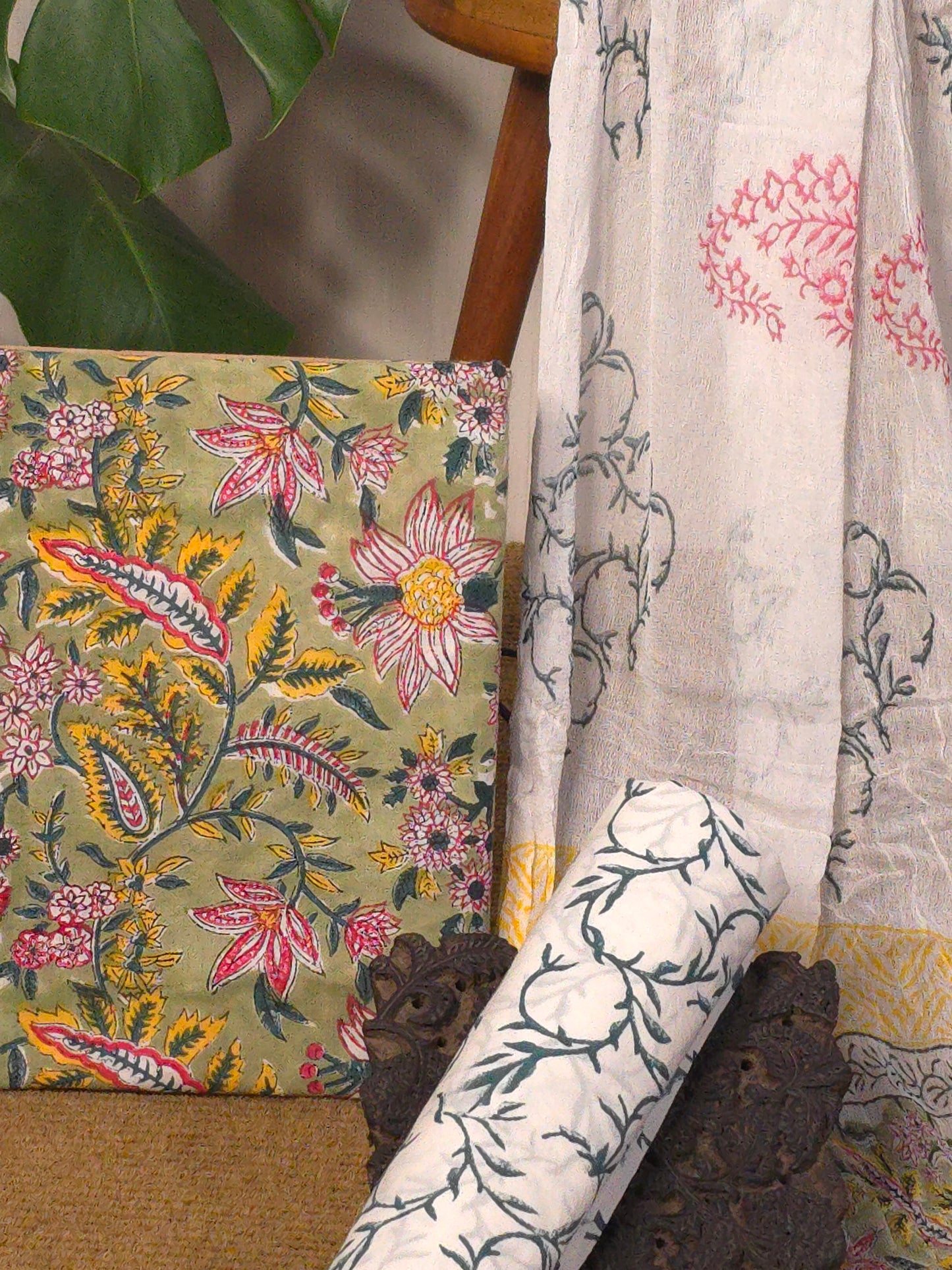 Pure cotton 3(PC) set with pure chiffon dupatta USS-047 **ready to dispatch**