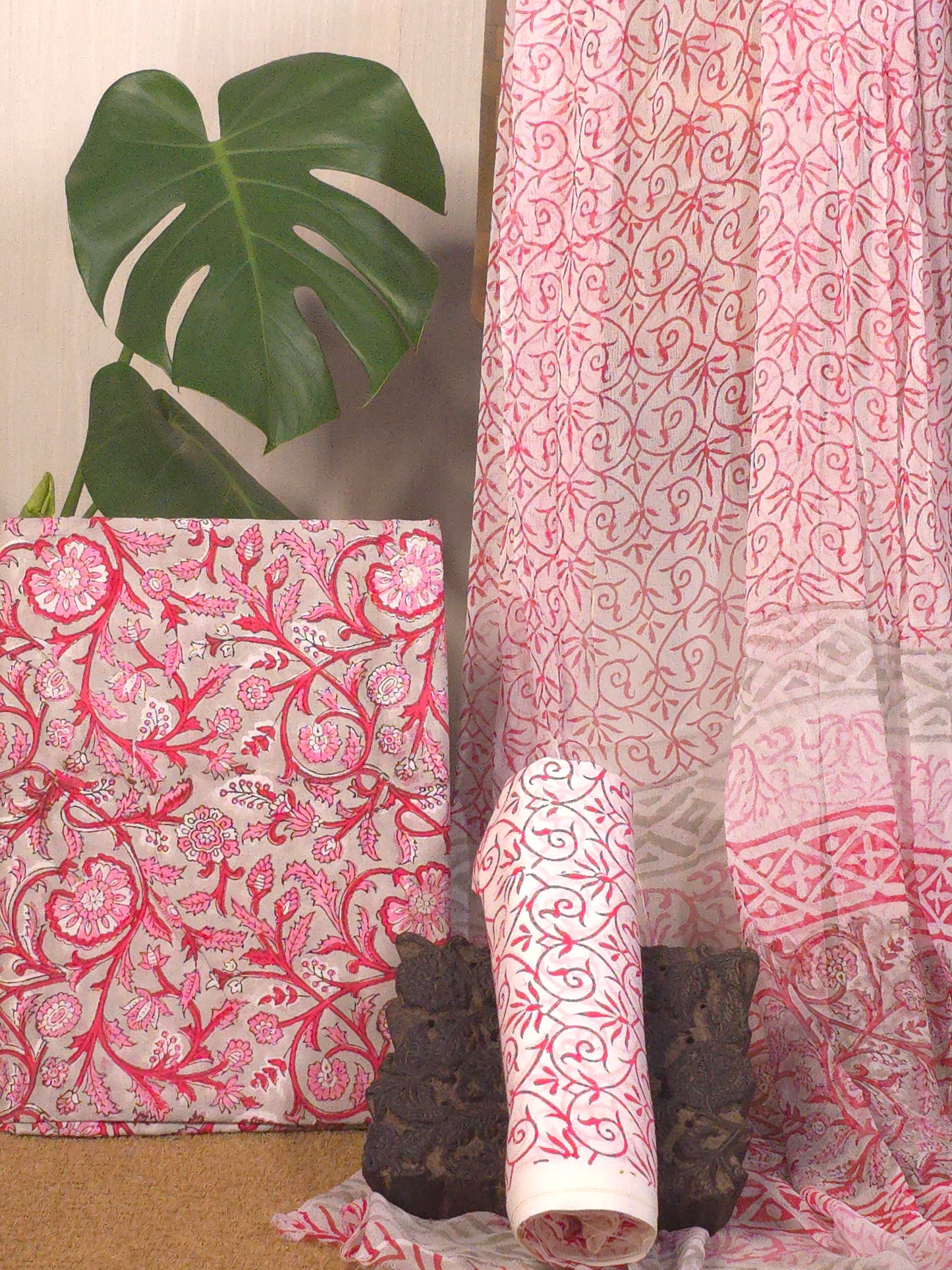 Pure cotton 3(PC) suit with chiffon dupatta USS-033 **ready to dispatch**