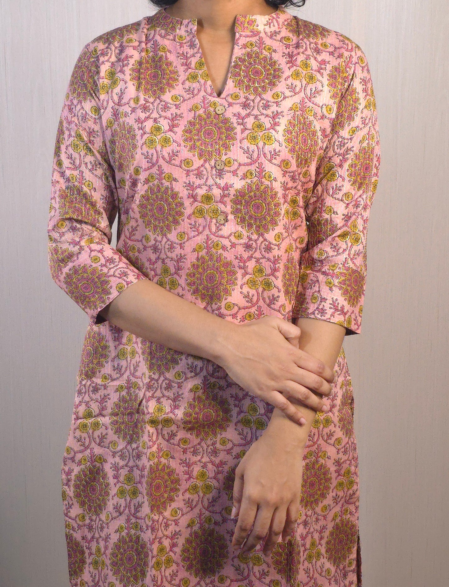 Pink shaded pure cotton lining kurti with katha work detailing MBS-494 **Ready to dispatch**