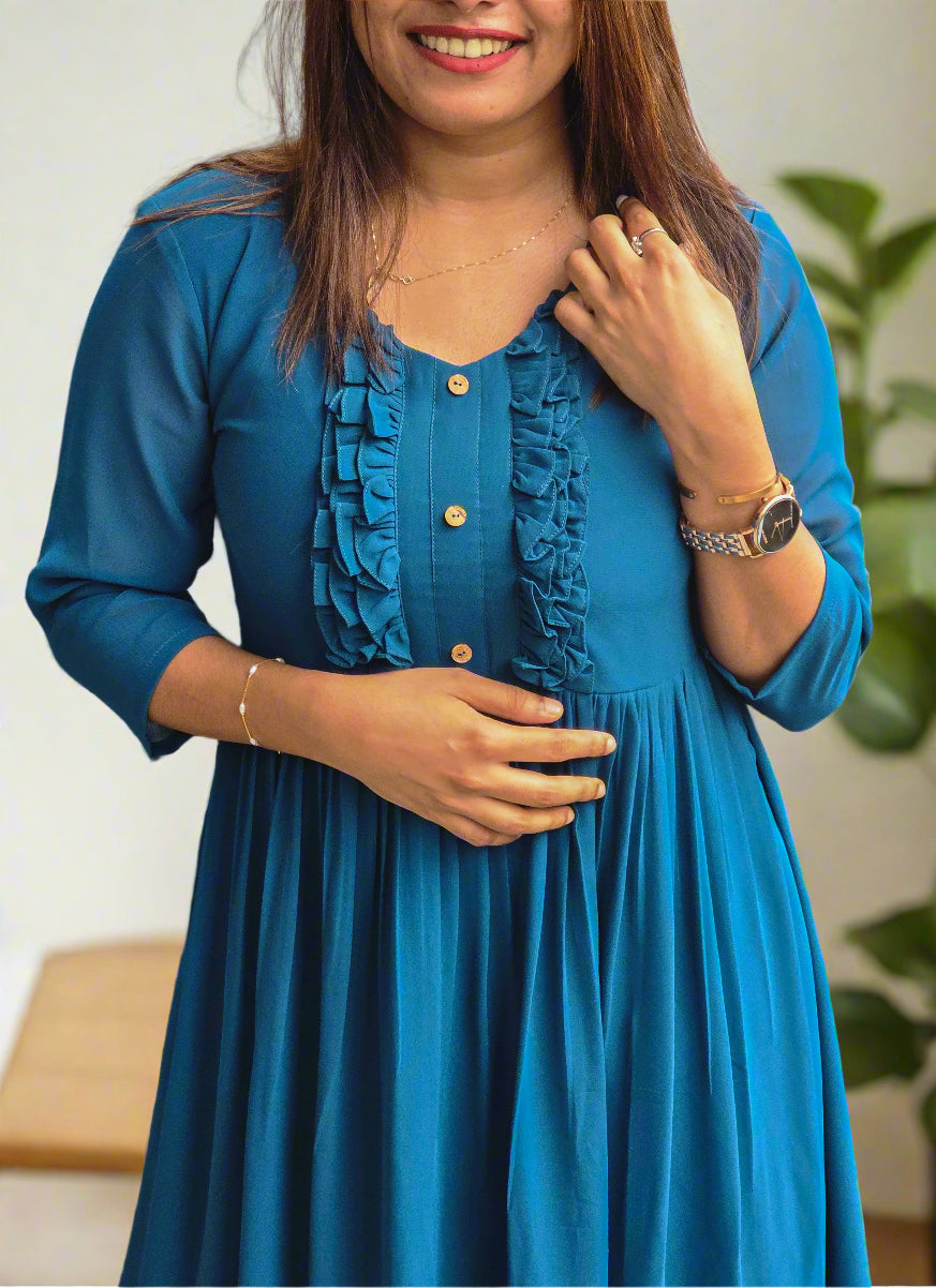 Georgette Aline kurti with frilled yoke MBS-610