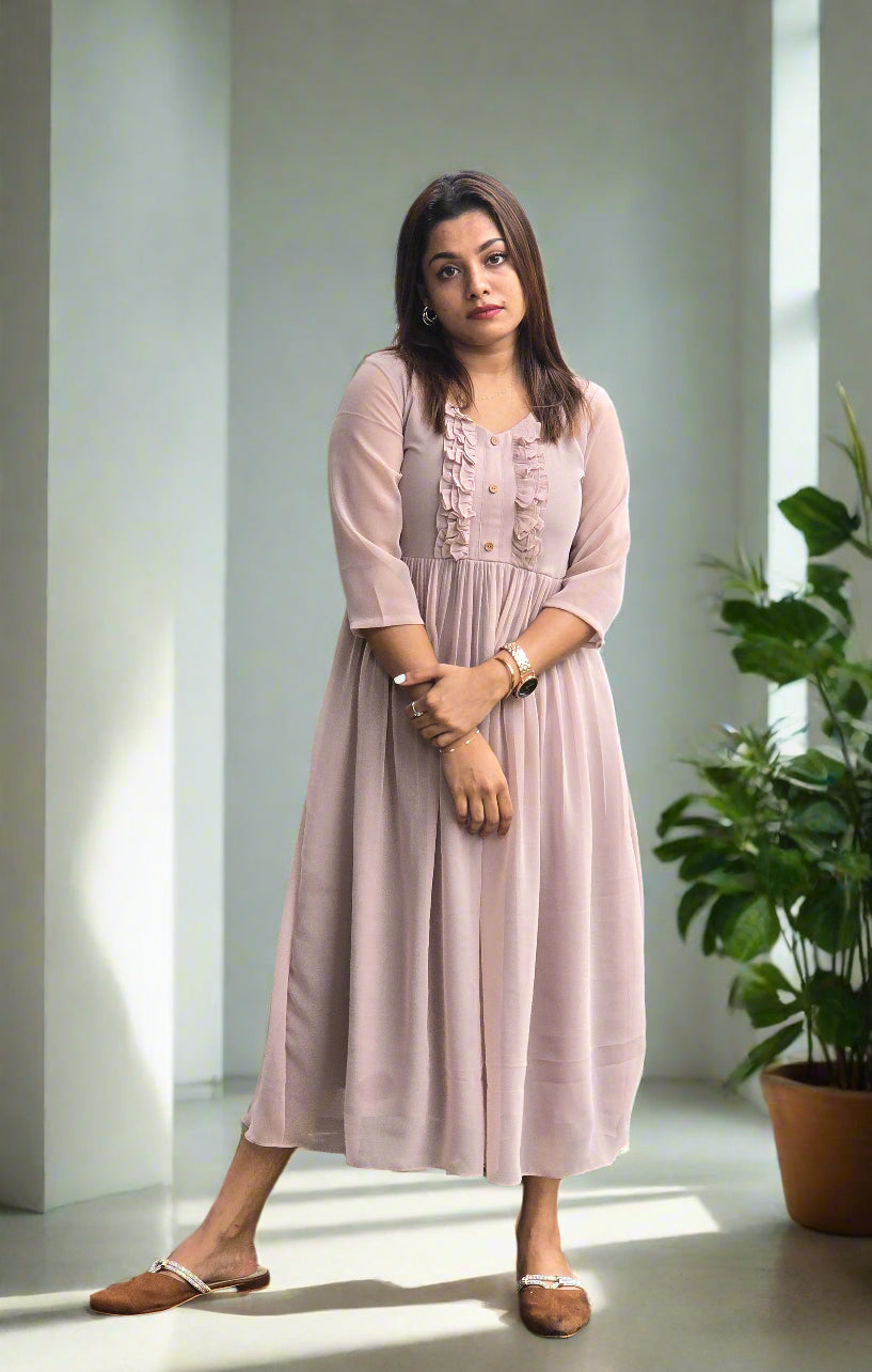 Georgette Aline kurti with frilled yoke MBS-610