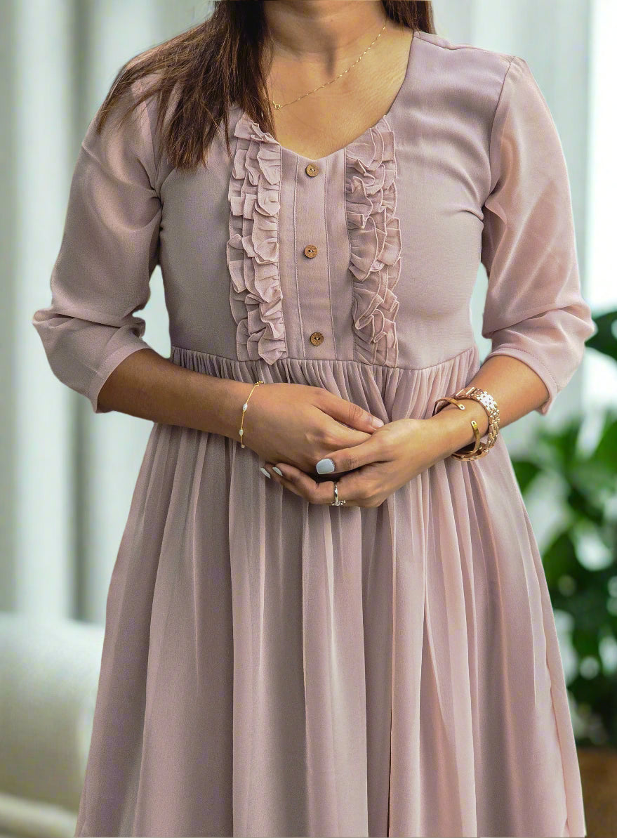 Georgette Aline kurti with frilled yoke MBS-610