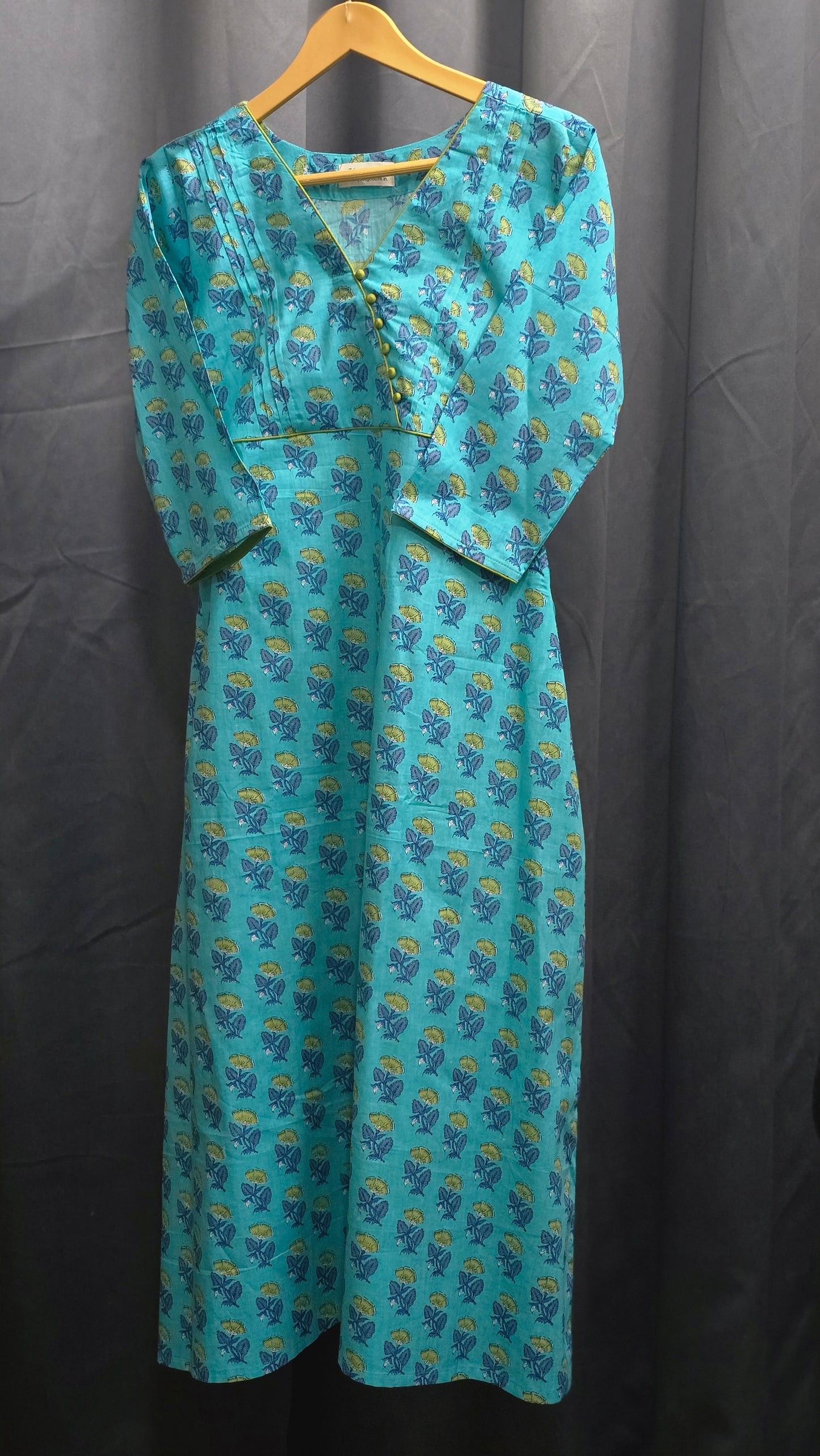 Floral printed cotton A-line kurti with overlapped neck MBS-681 ** Ready to dispatch **