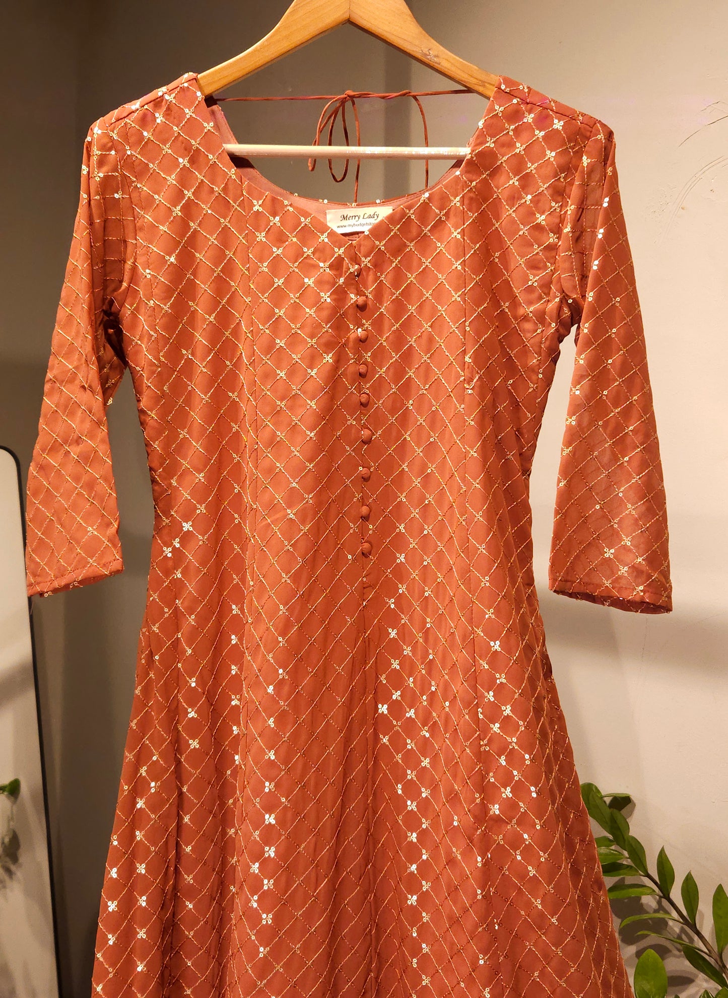 Dark peach shaded designer kurti MBS-688 ** Ready to dispatch **