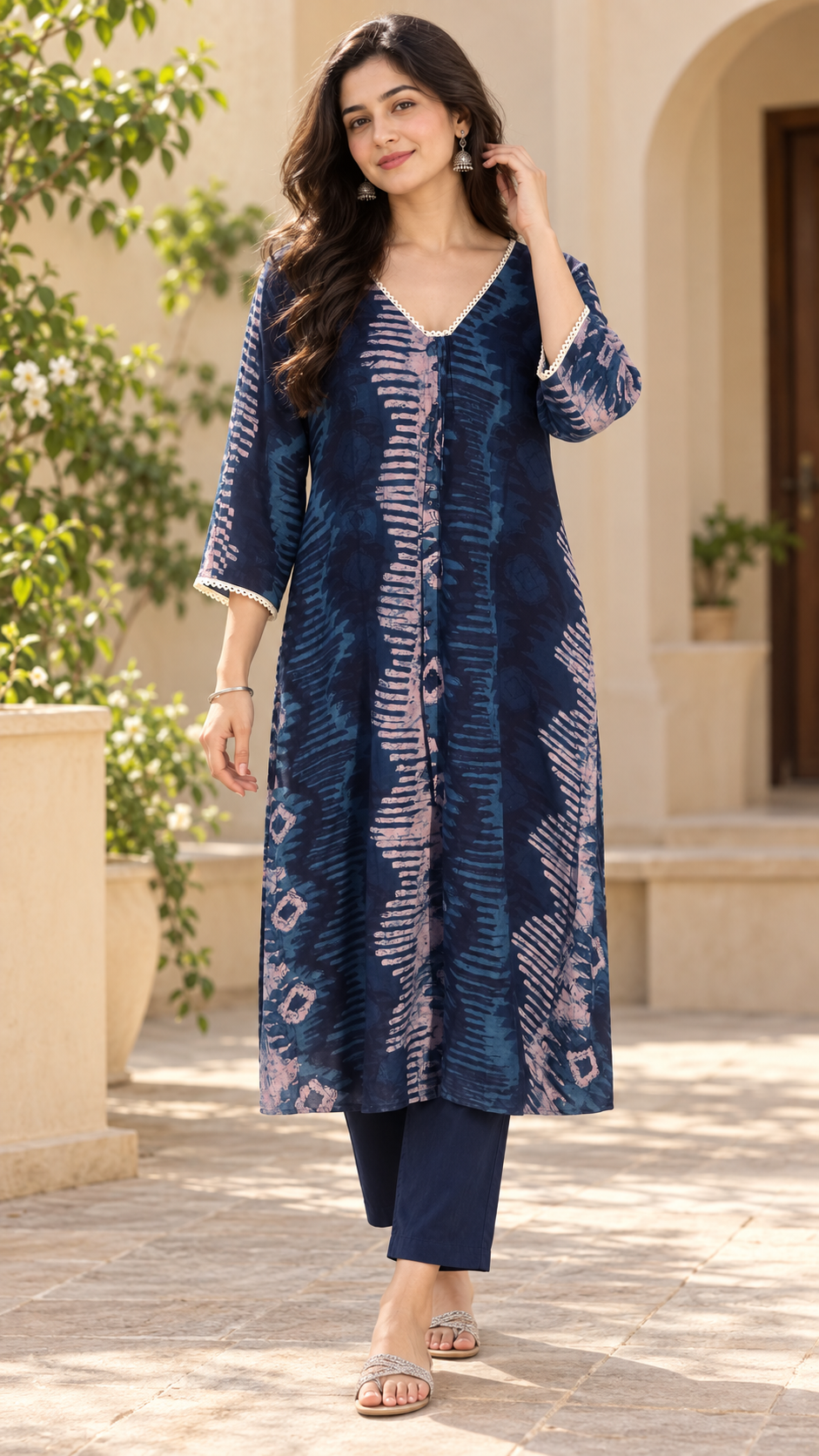 Pure soft mul chanderi Aline kurti in indigo blue shade MBS-1476 **last piece sale**