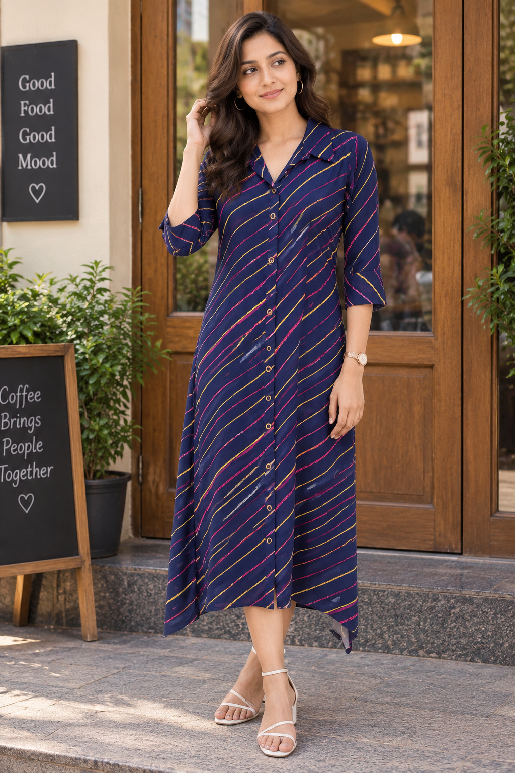 Blue stripped asymmetrical cotton Aline kurti **Ready to dispatch** **last piece sale**