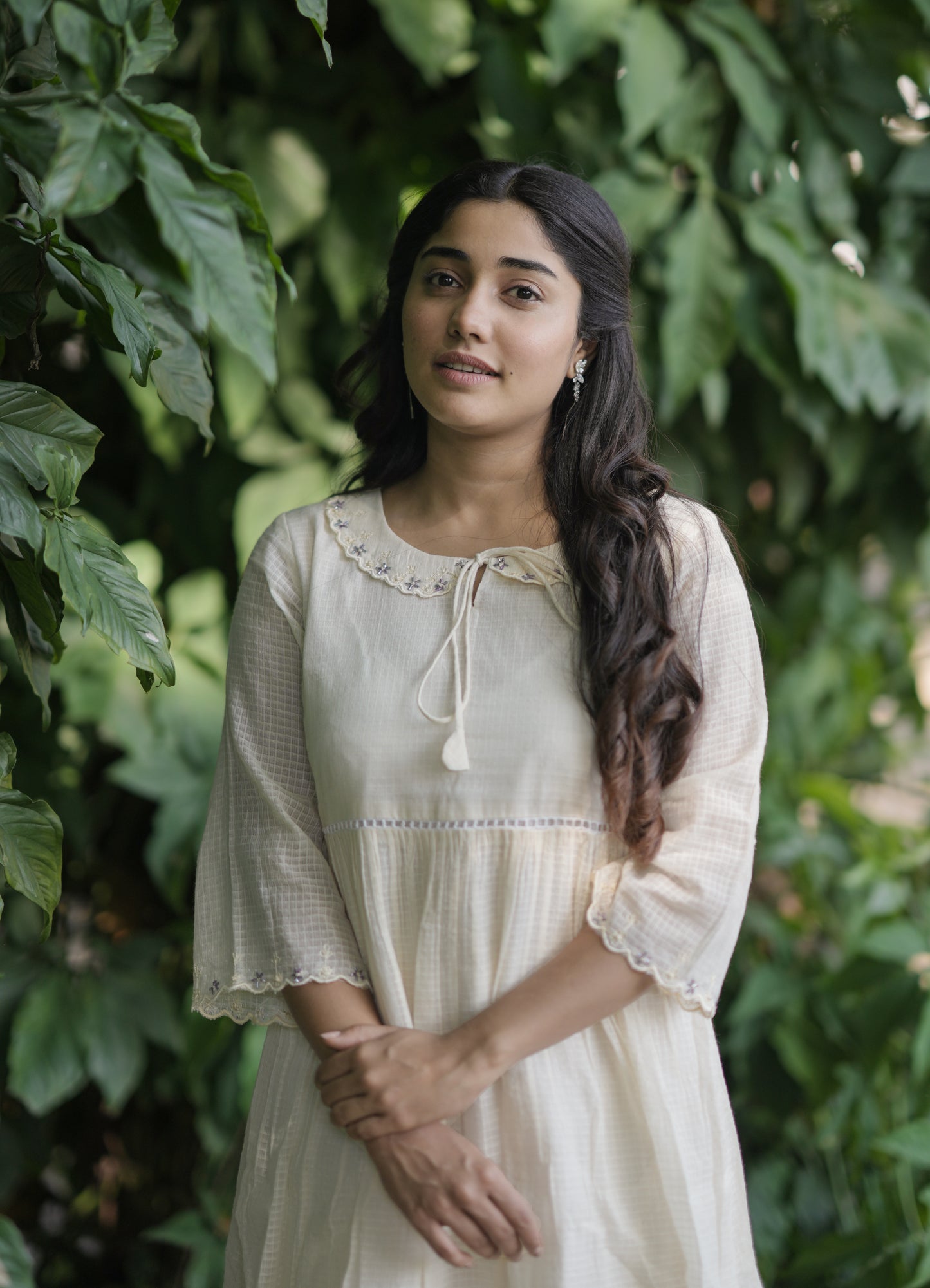 Soft cotton kota checks kurti/ dress with scalloped and handworked peterpan collar MBS-690