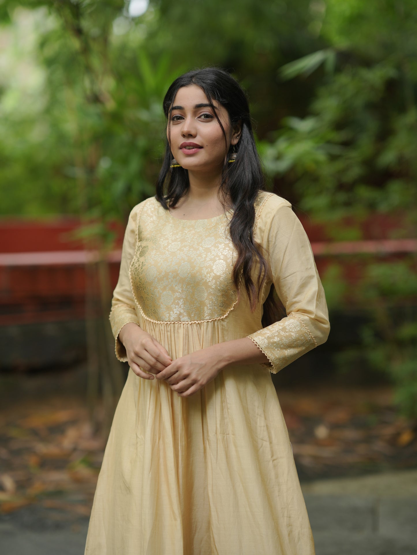 Pure viscous mul chanderi kurti with premium banarasi Jacquard yoke MBS-636