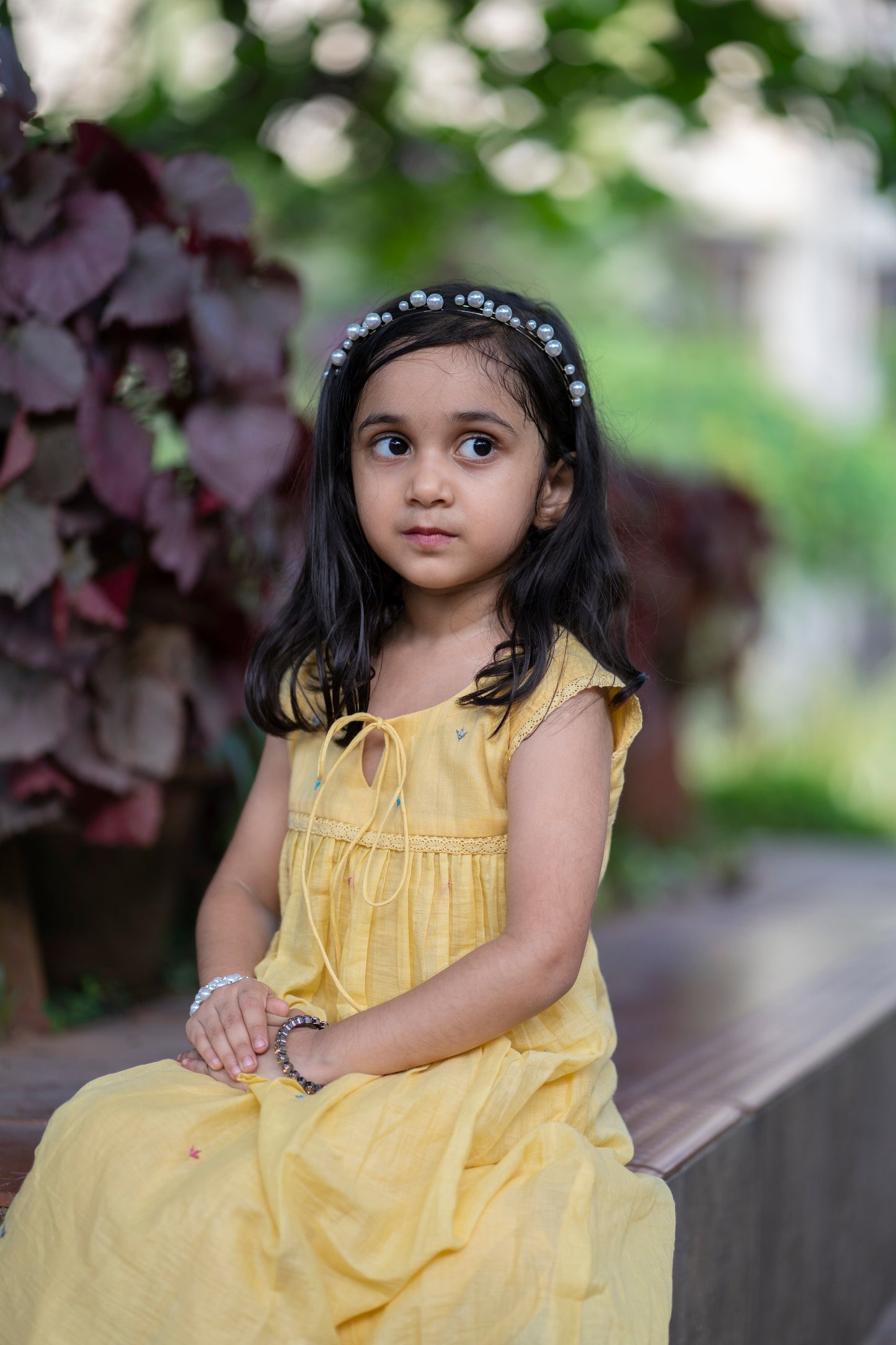 Yellow soft mul cotton kids frock with floral embroidery detailings MBS-350