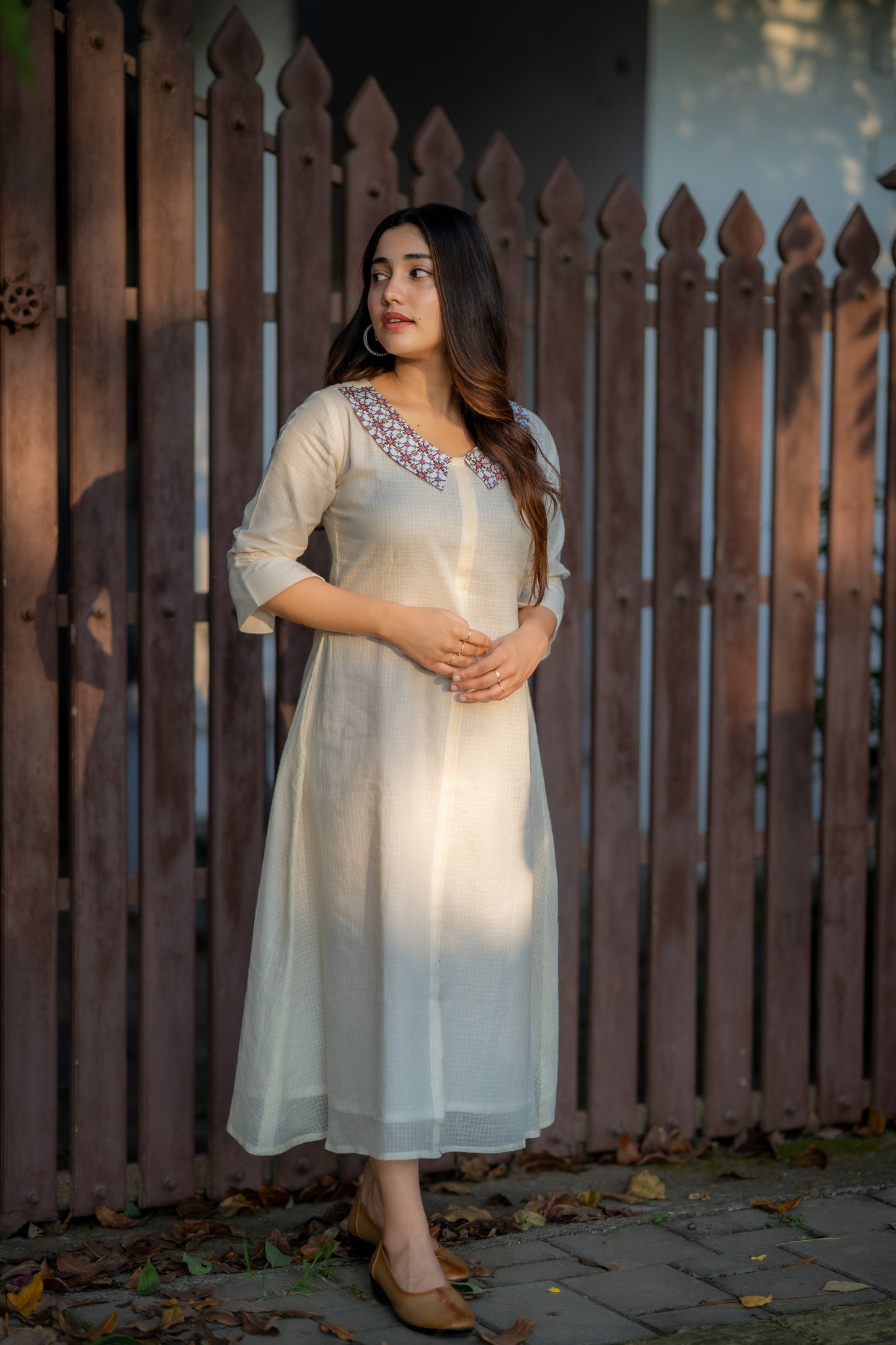 Net Kota Aline kurti with multi threaded collar neck MBS-459