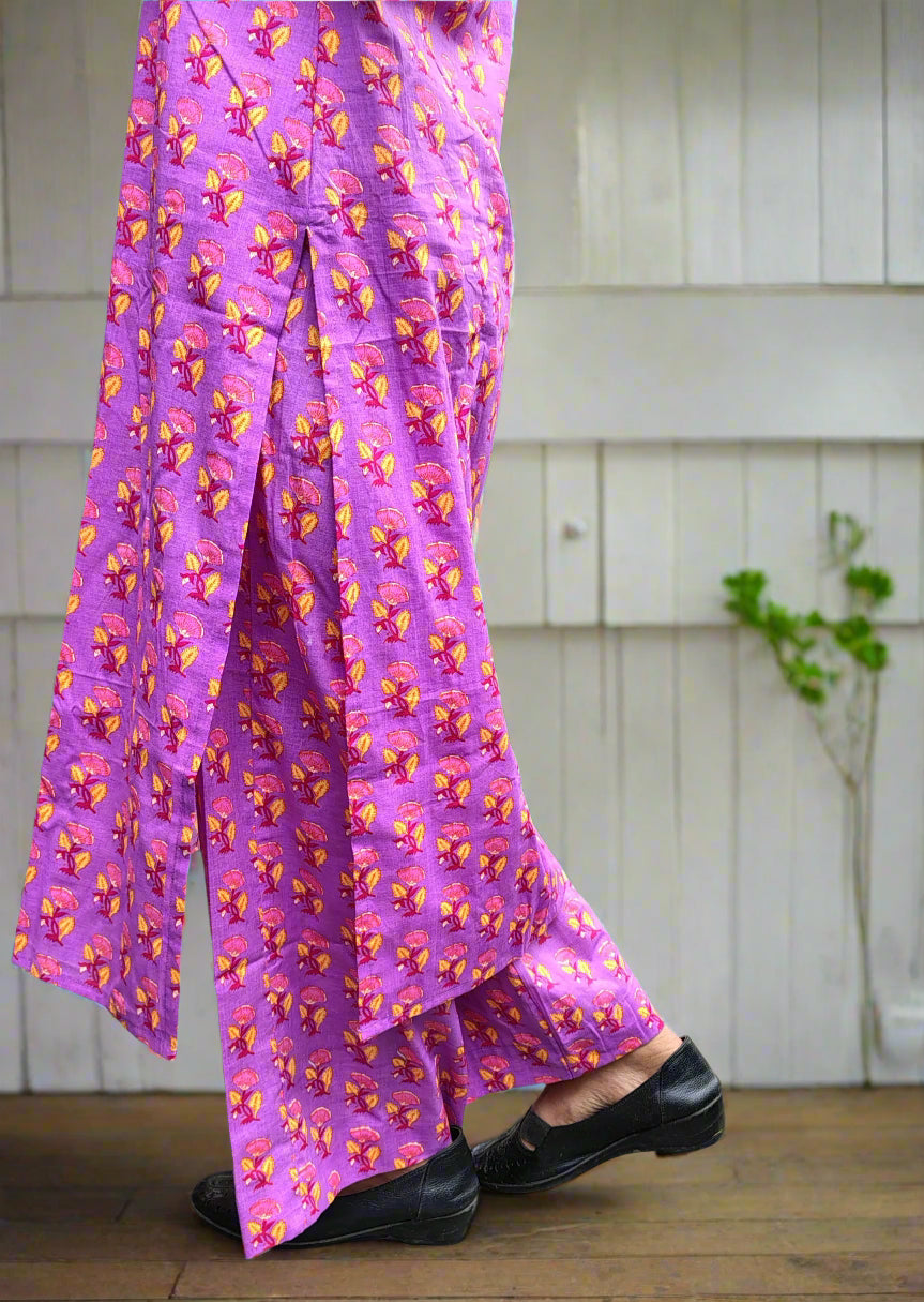 Lilac shaded floral printed cotton coords set MBS-604 ***Ready to dispatch***