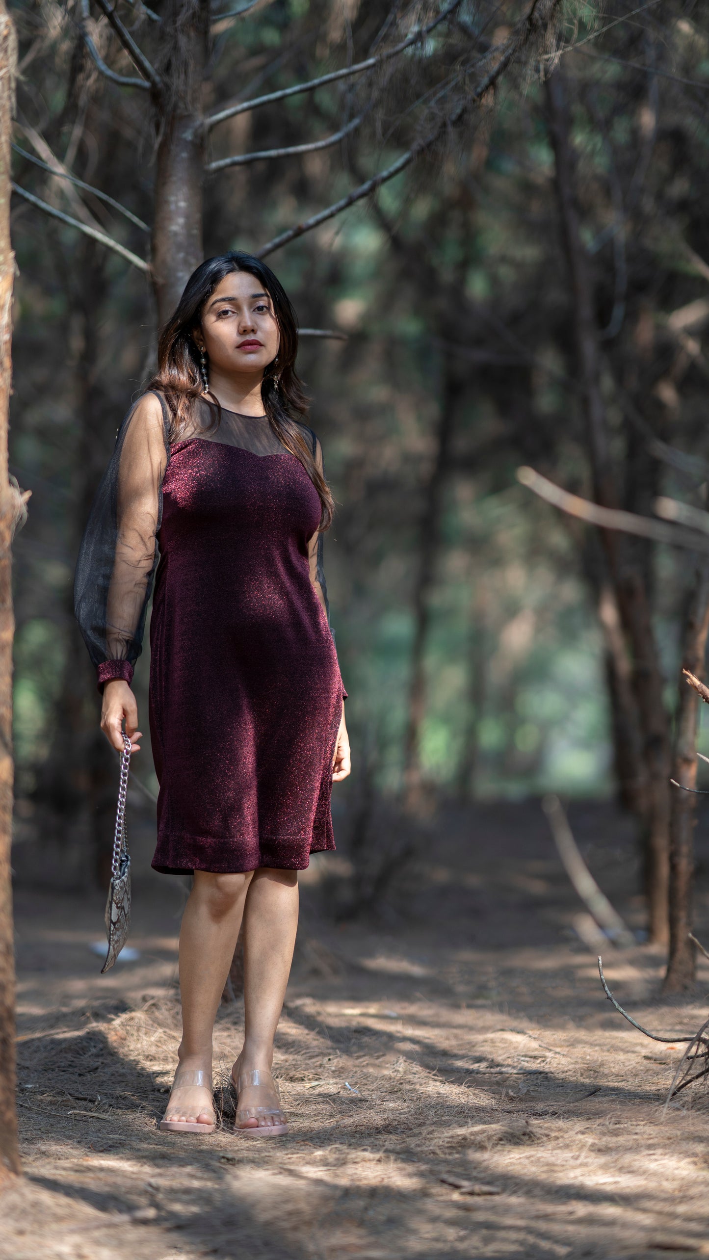 Shimmered bodycon party Dress/Frock in deep brown shade MBS-375 **Ready to dispatch**