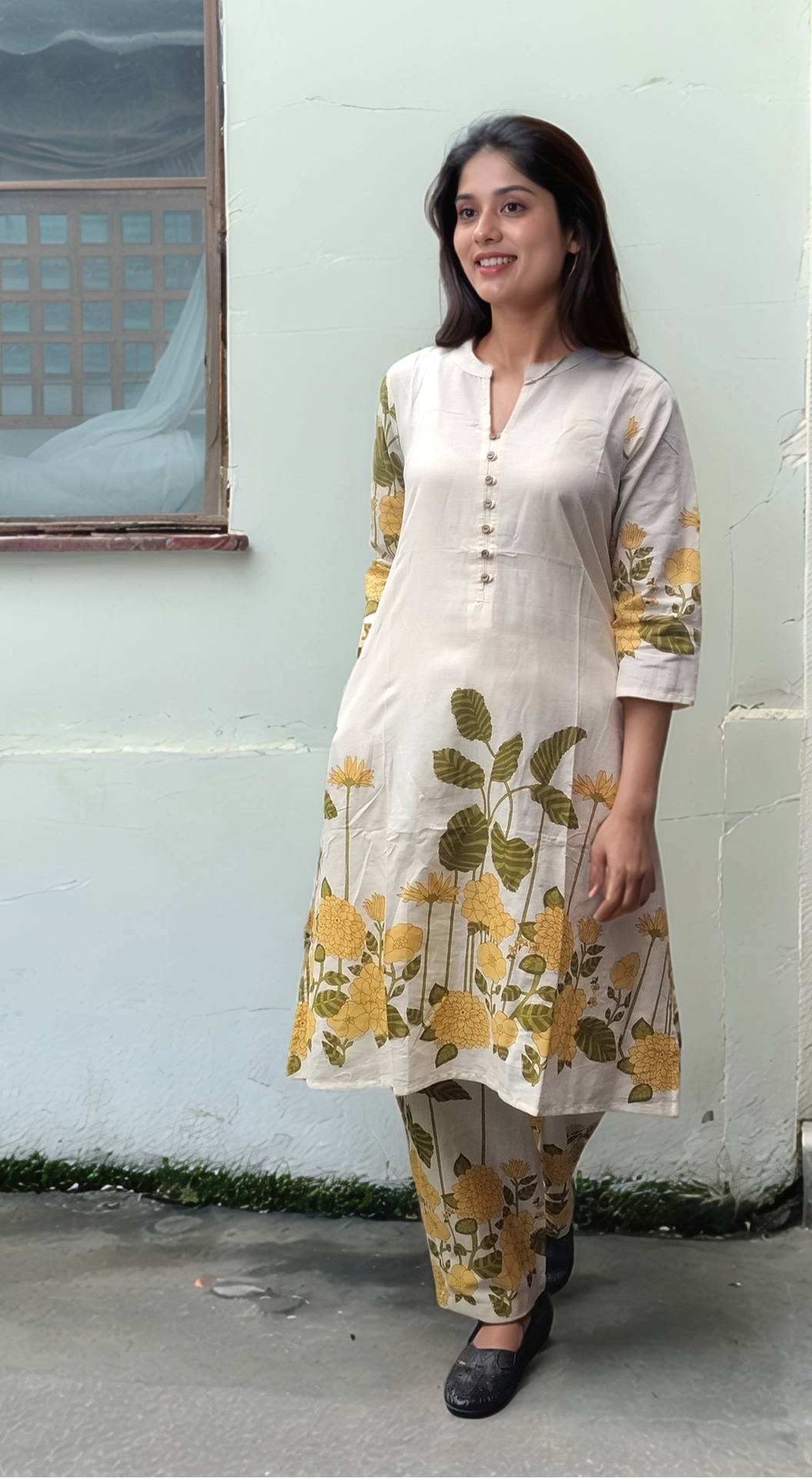 Yellow floral printed co-ords set in cotton fabric MBS-587 *** ready to dispatch***
