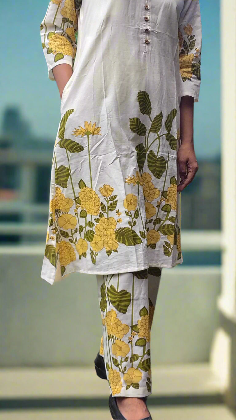 Yellow floral printed co-ords set in cotton fabric MBS-587 *** ready to dispatch***