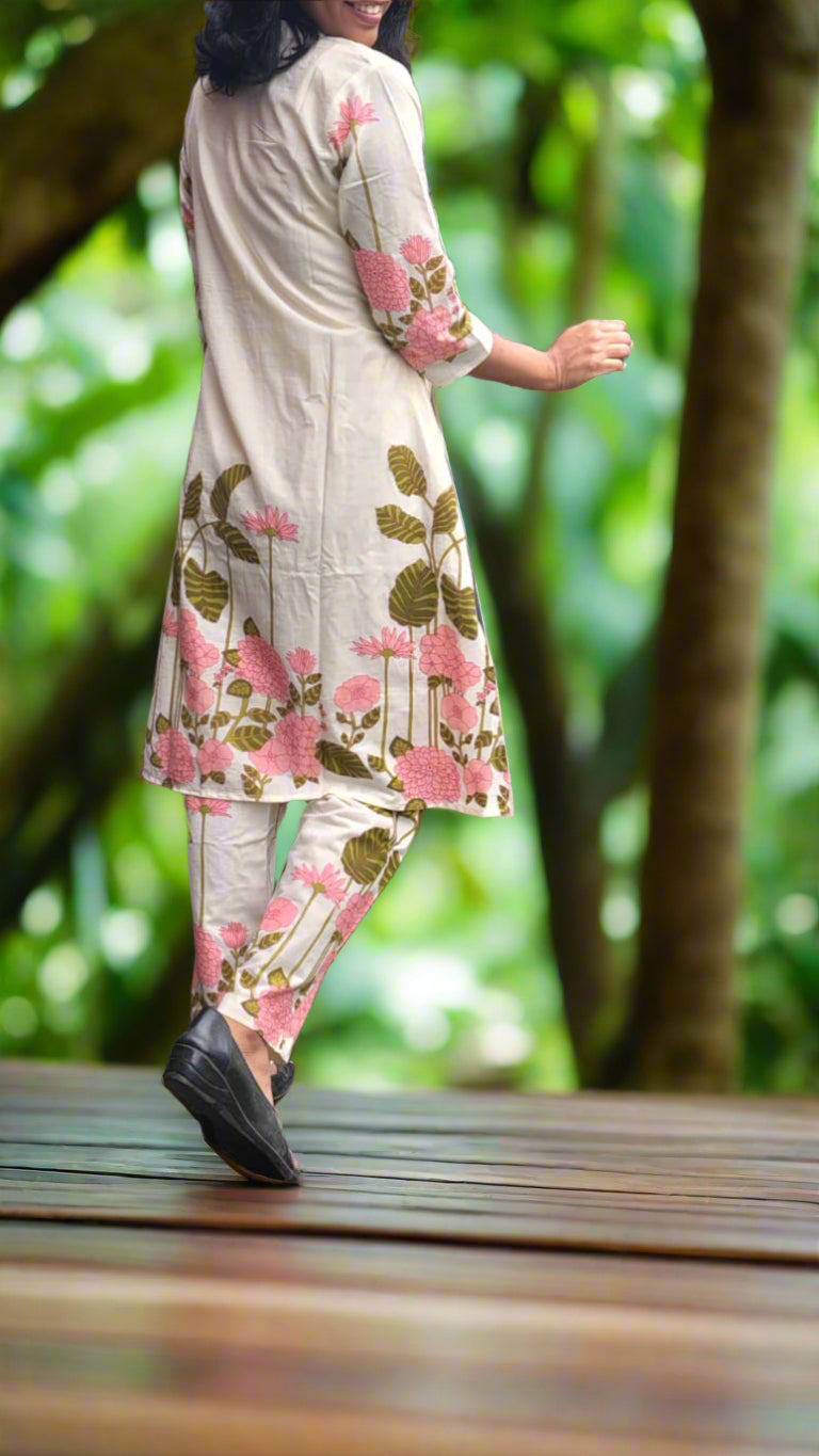 Pink floral printed co-ords set in cotton fabric MBS-586 *** ready to dispatch***