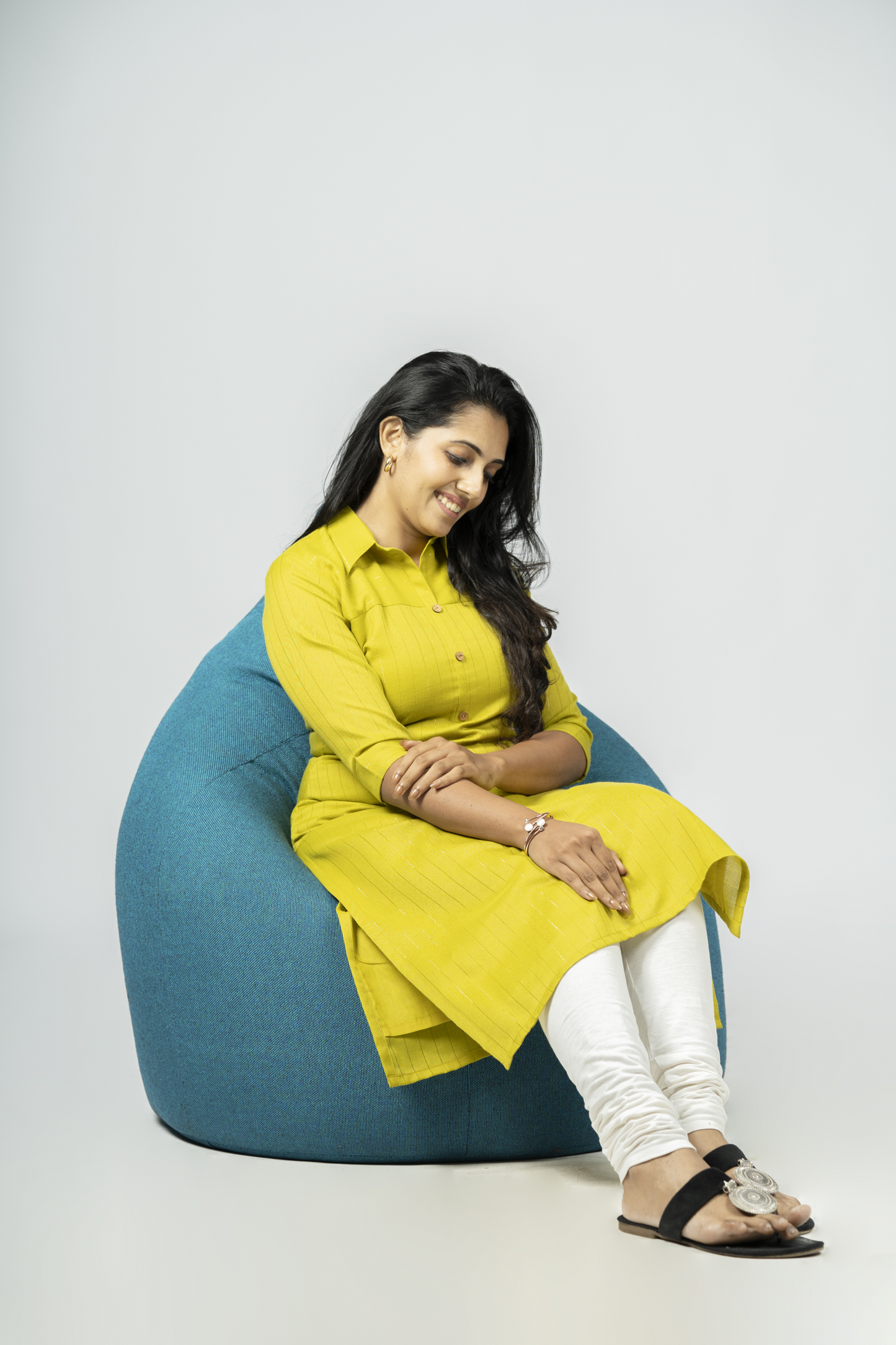 Silver lined slub cotton shirt collar lining kurti MBS-R181 ** Ready to dispatch **