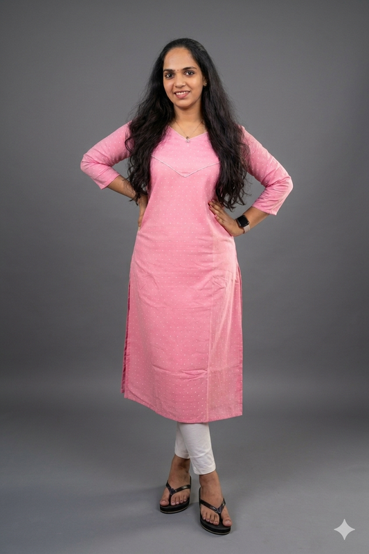 Pink shaded soft corduroy slitted kurti MBS-857 **Ready to dispatch**