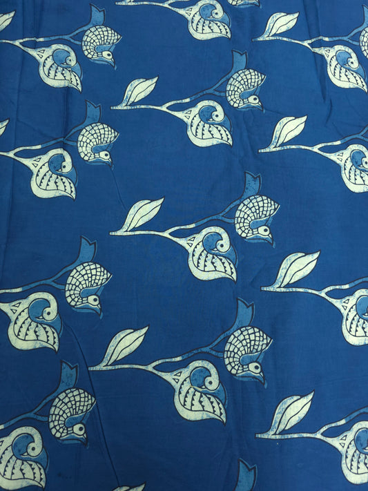 Indigo blue cotton matetial with bird print DRM-002 **ready to dispatch**