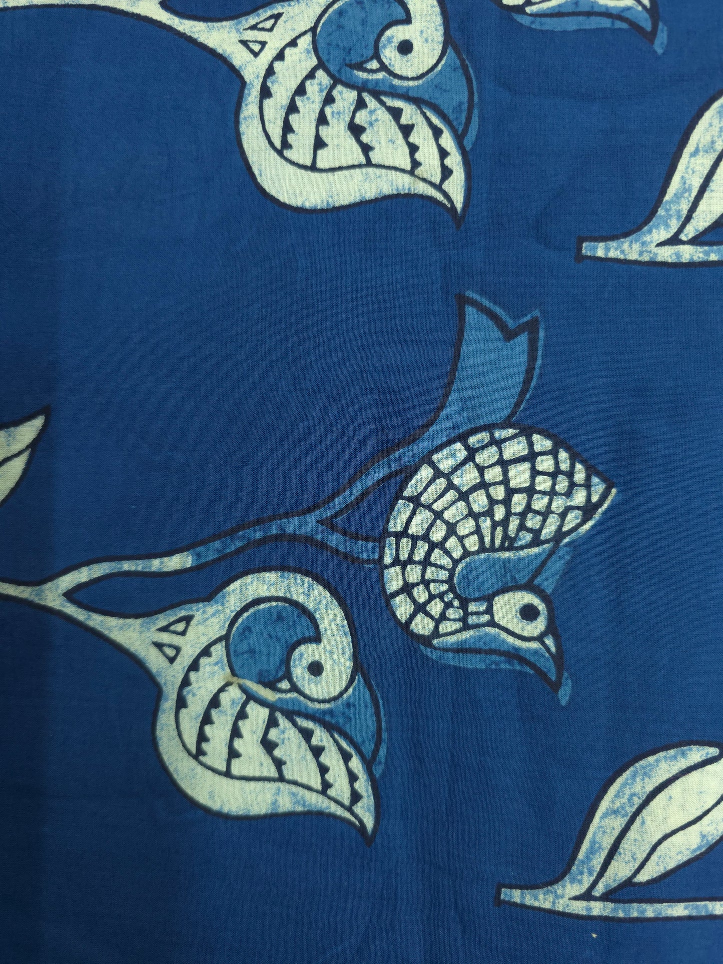 Indigo blue cotton matetial with bird print DRM-002 **ready to dispatch**