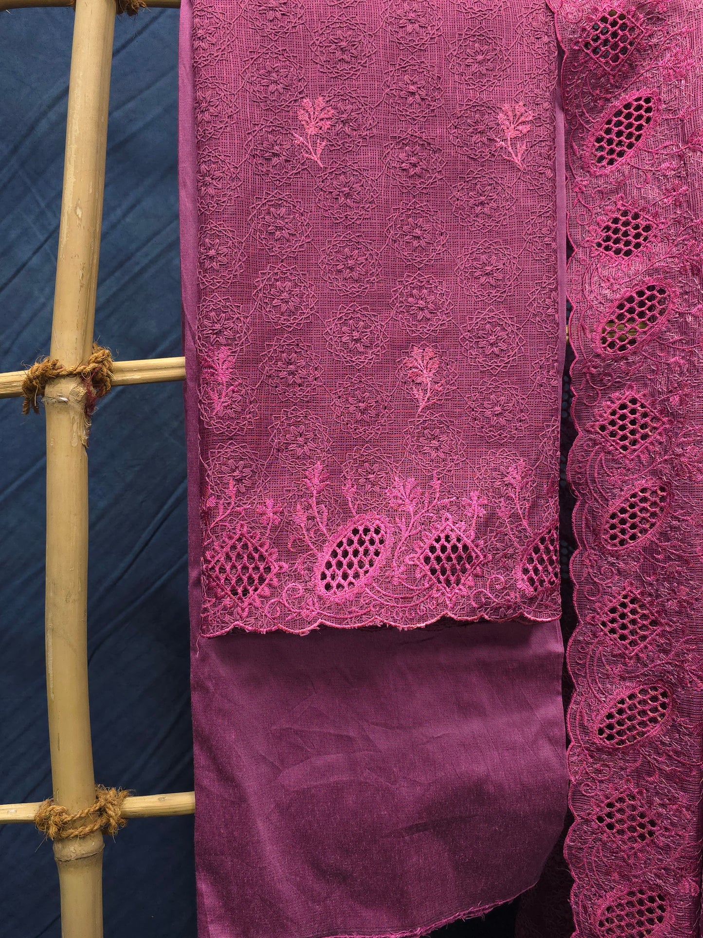 phulkari printed unstitched salwar set in magenta shade DRM-009  **ready to dispatch**