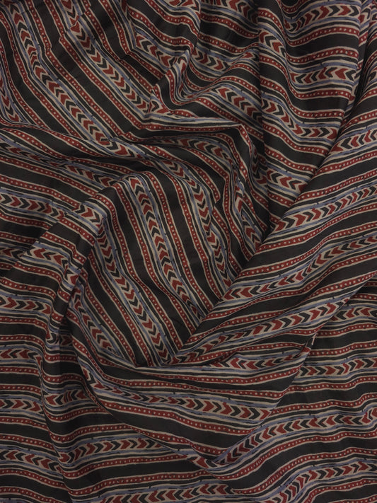 Black shaded Pure Cotton ajrakh  Fabric in arrow printed border DRM-027 **ready to dispatch**