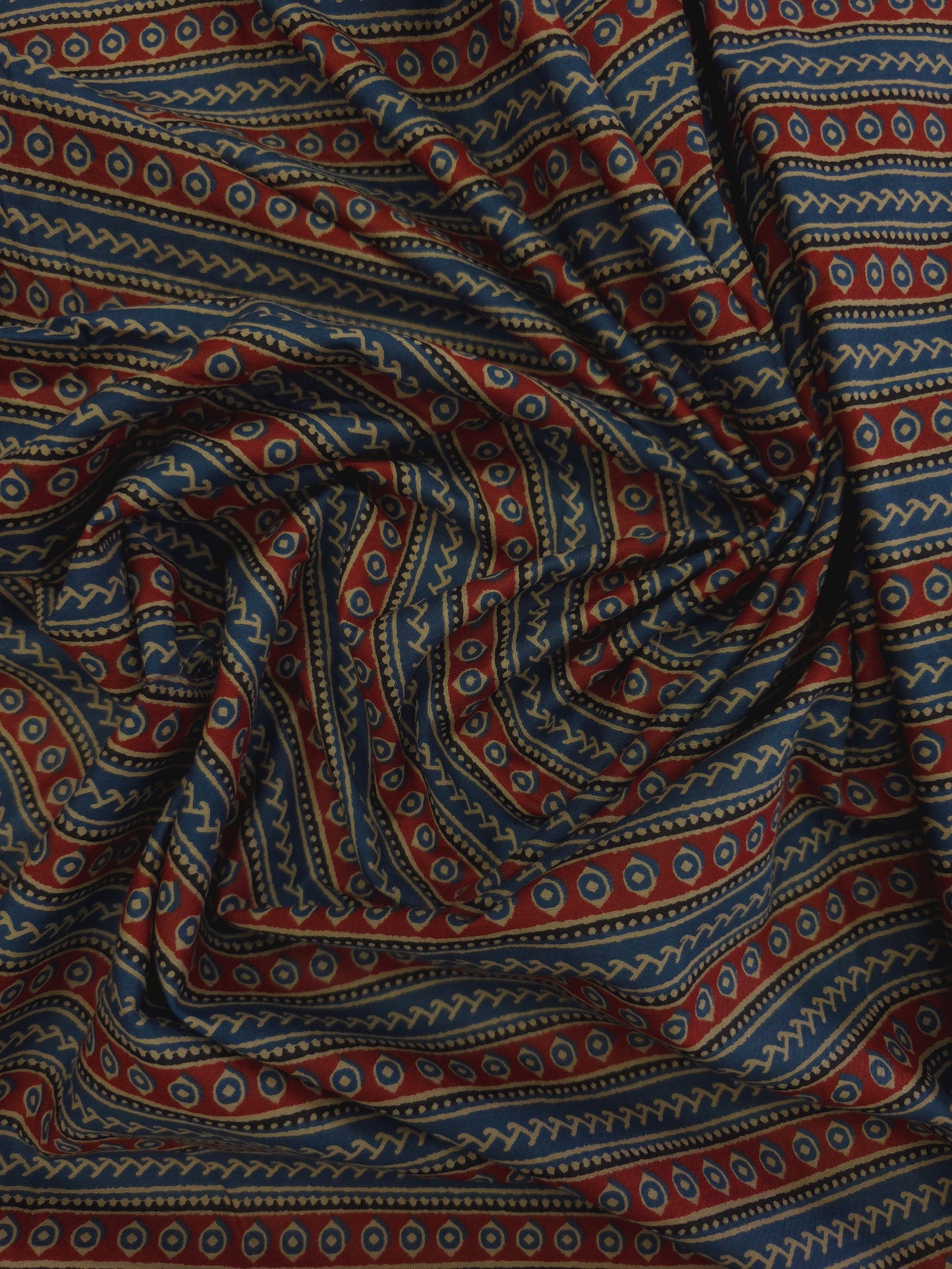 Blue shaded Pure Cotton ajrakh  Fabric in border pattern DRM-028  **ready to dispatch**