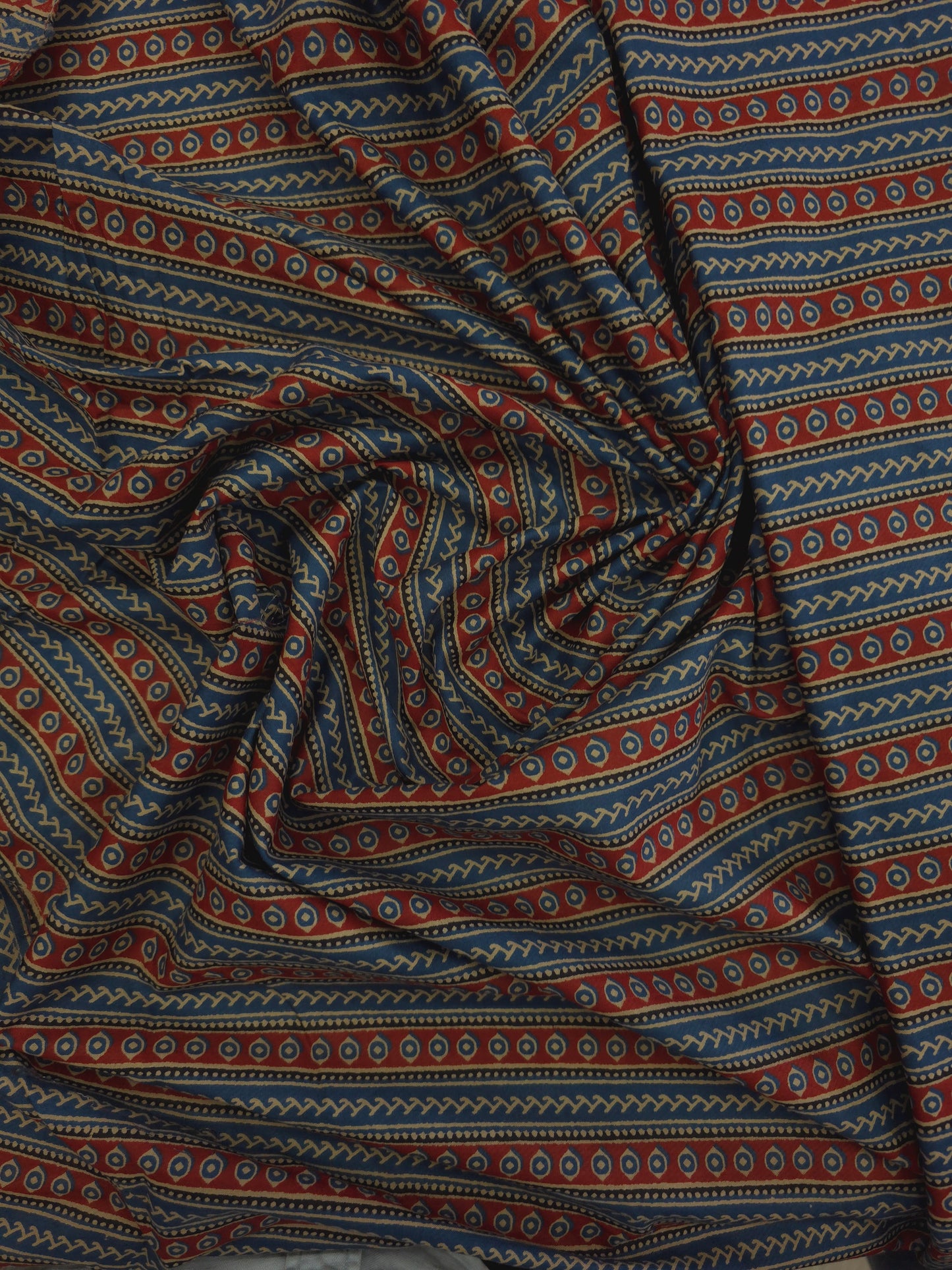 Blue shaded Pure Cotton ajrakh  Fabric in border pattern DRM-028  **ready to dispatch**