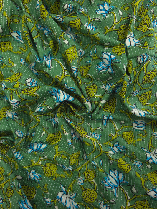 Tropical printed kata cotton fabric in green shade DMS-031 **ready to dispatch**