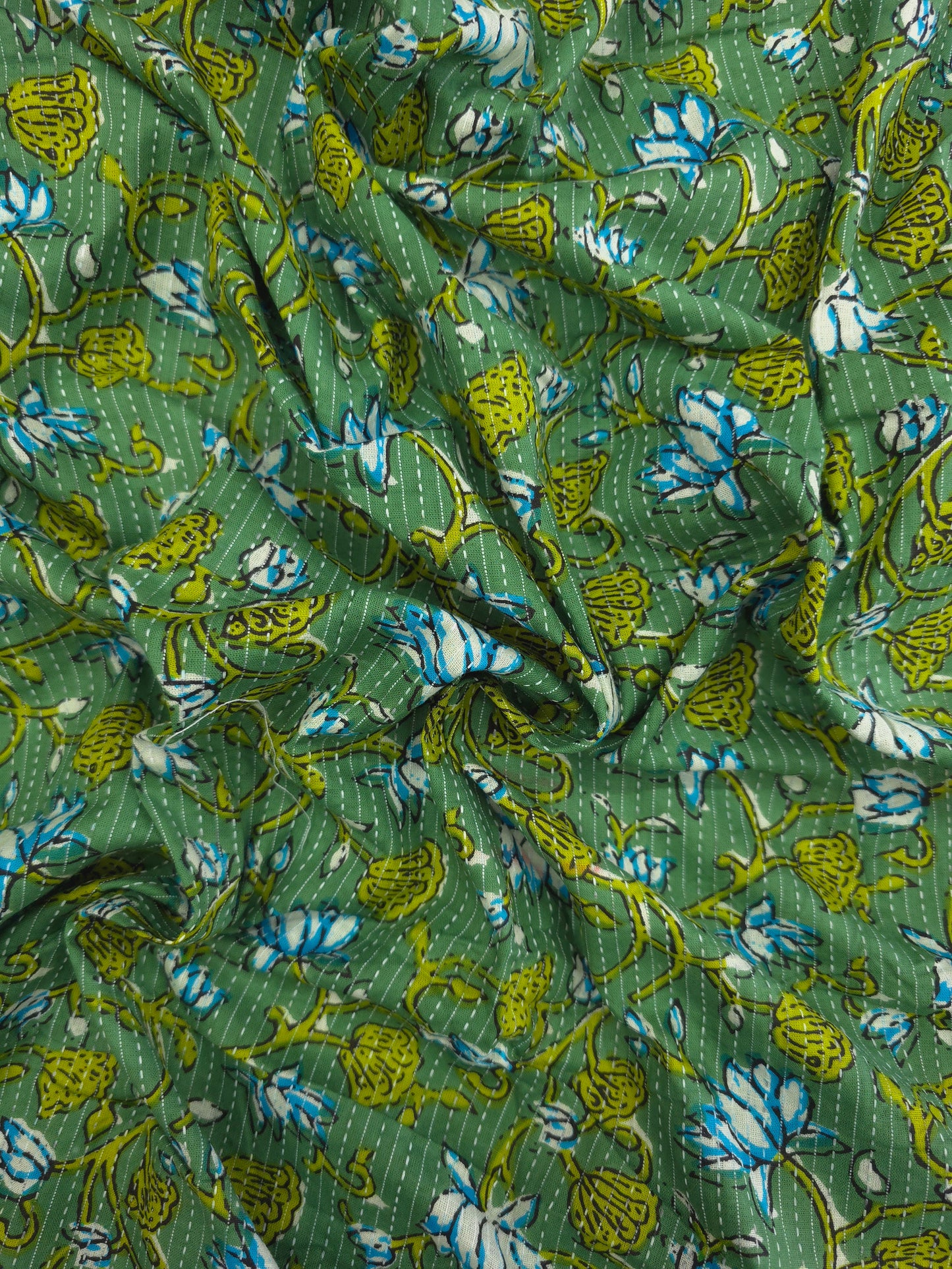 Tropical printed kata cotton fabric in green shade DMS-031 **ready to dispatch**