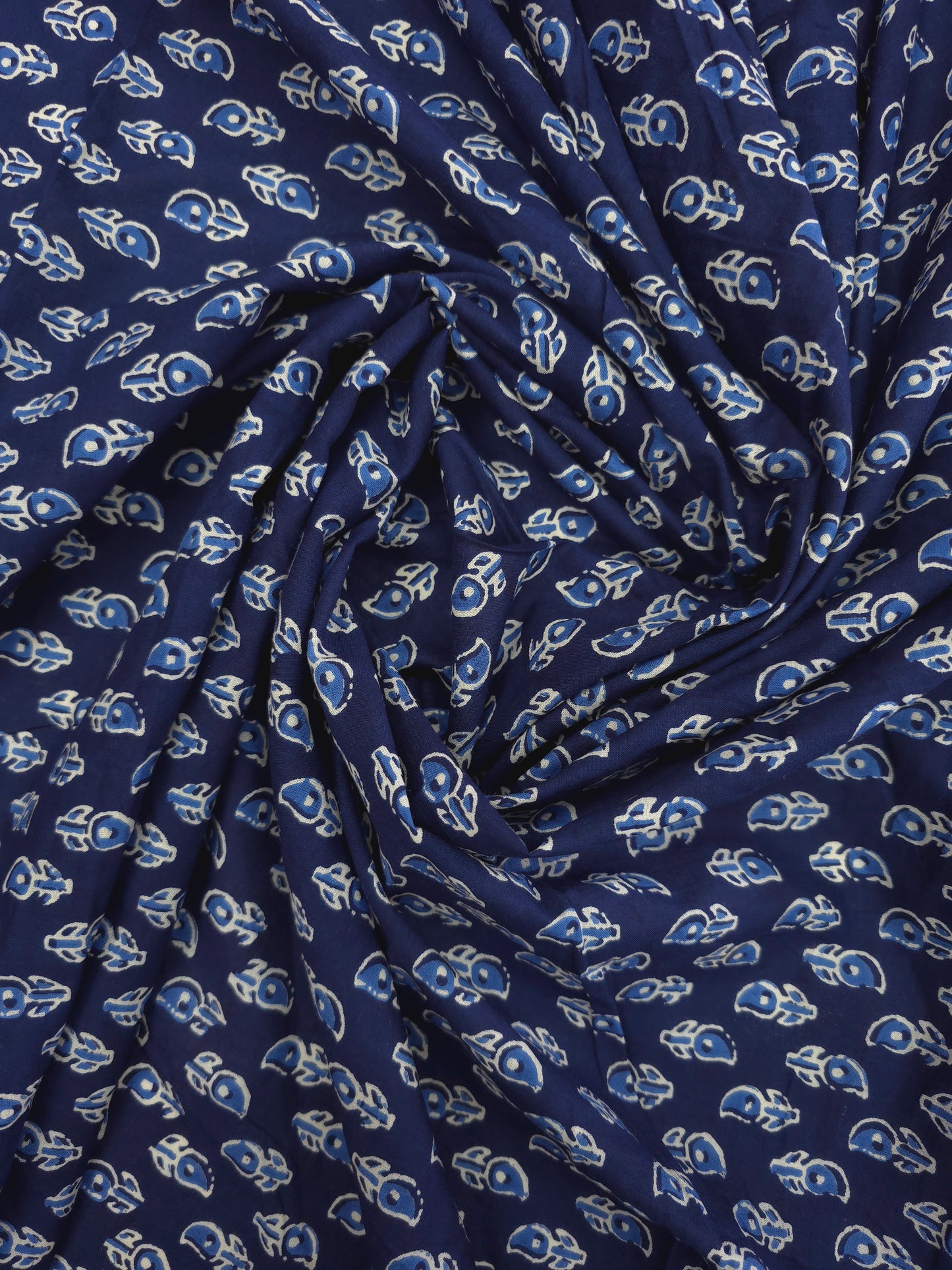 Indigo Leaf Butta  Cotton Fabric DRM-032 **ready to dispatch**