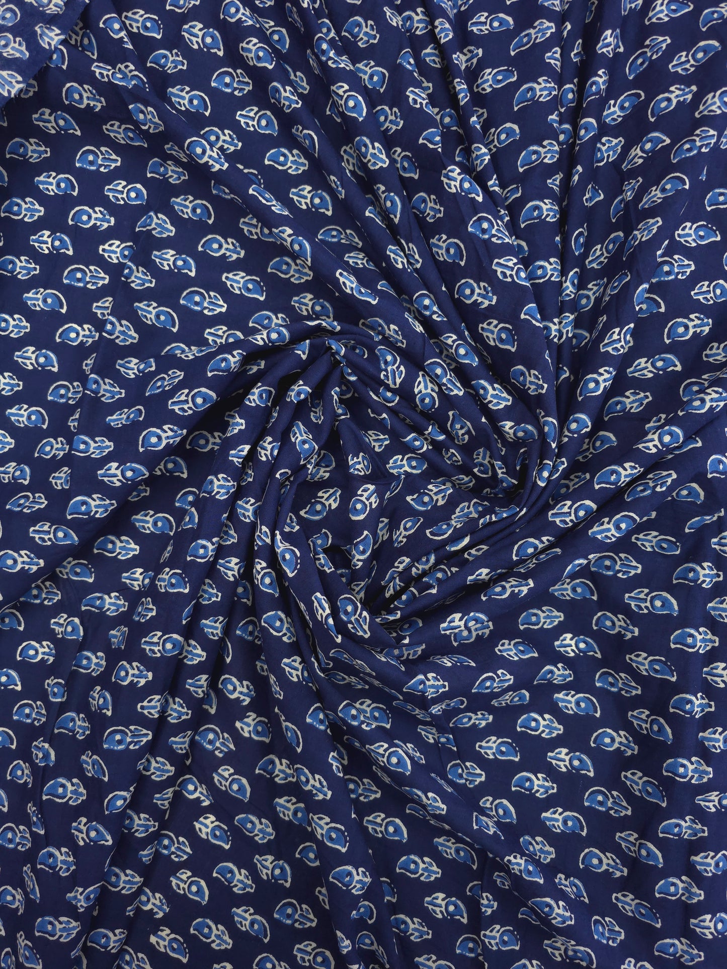 Indigo Leaf Butta  Cotton Fabric DRM-032 **ready to dispatch**