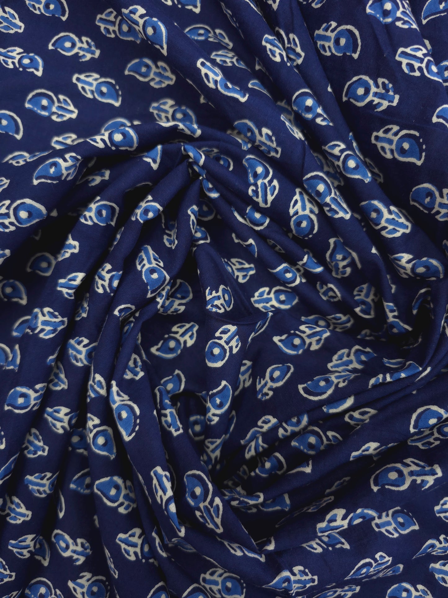 Indigo Leaf Butta  Cotton Fabric DRM-032 **ready to dispatch**