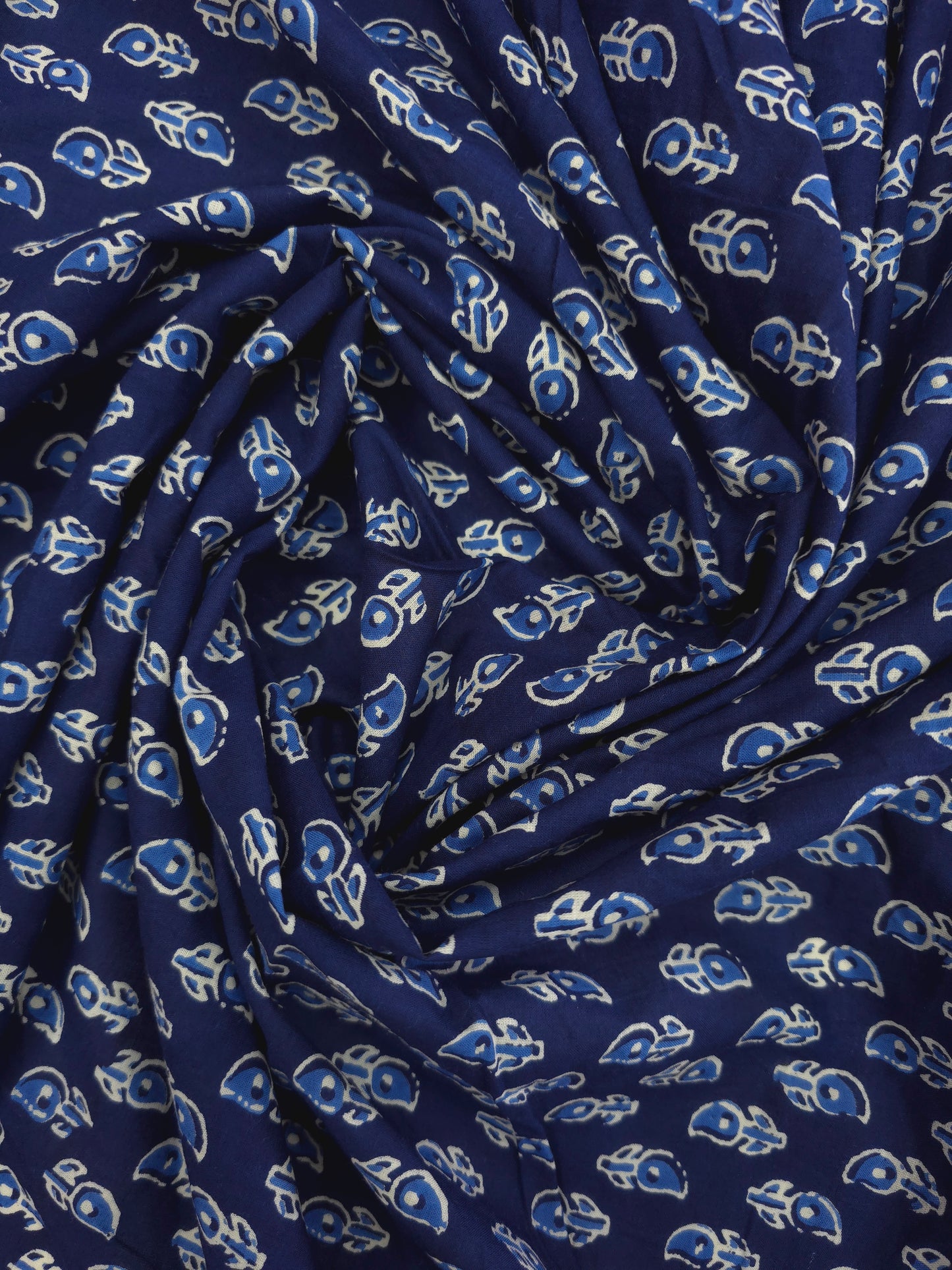 Indigo Leaf Butta  Cotton Fabric DRM-032 **ready to dispatch**