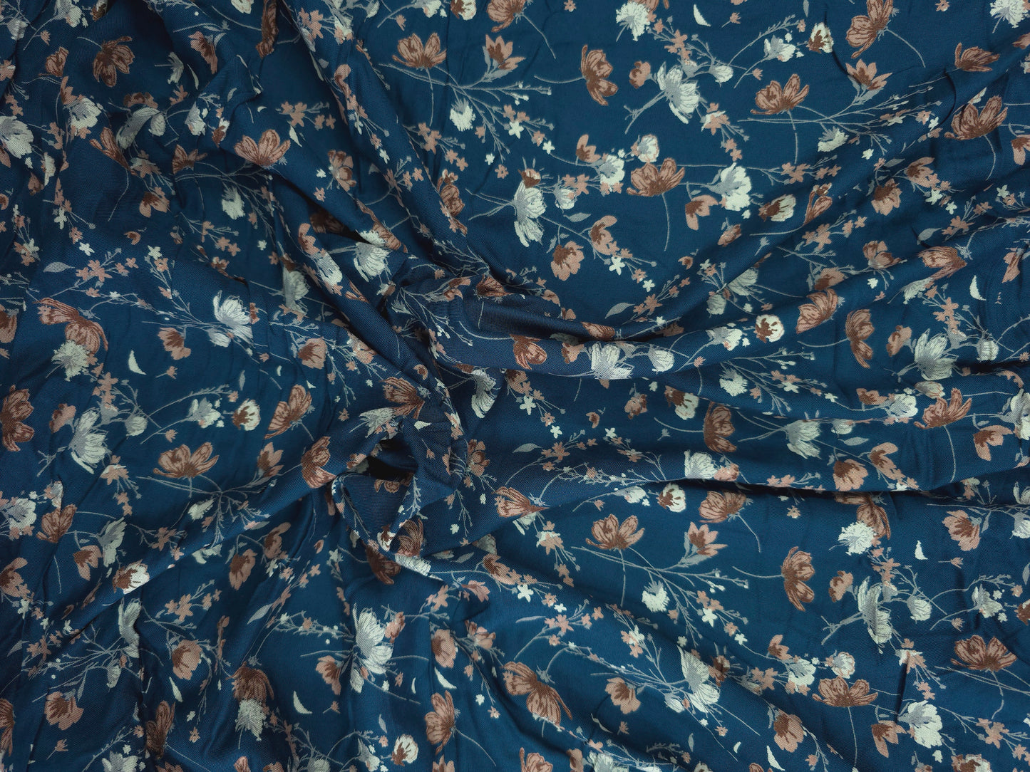 Tropical printed reyon fabric in blue shade DRM-033 **ready to dispatch**