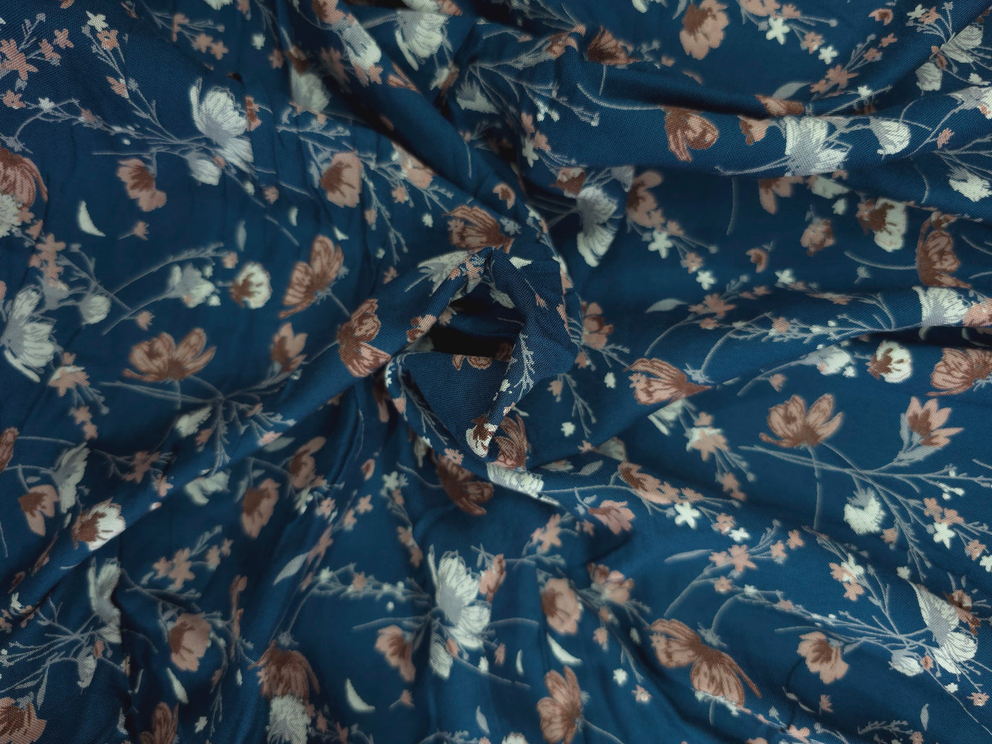 Tropical printed reyon fabric in blue shade DRM-033 **ready to dispatch**