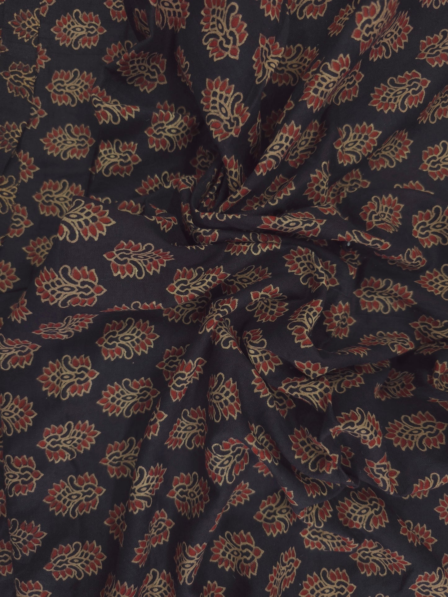 Hand block bagru printed cotton fabric in black DRM-036 **ready to dispatch**