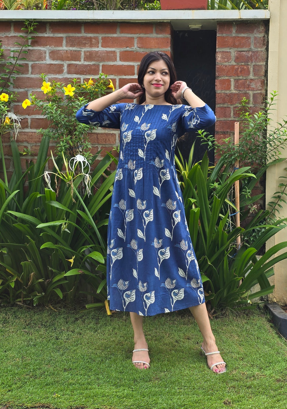 Bird printed pure cotton kurti with pintucks MBS-430