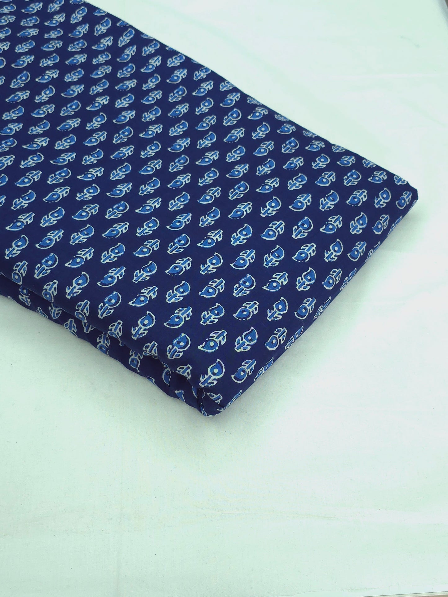 Indigo Leaf Butta  Cotton Fabric DRM-032 **ready to dispatch**