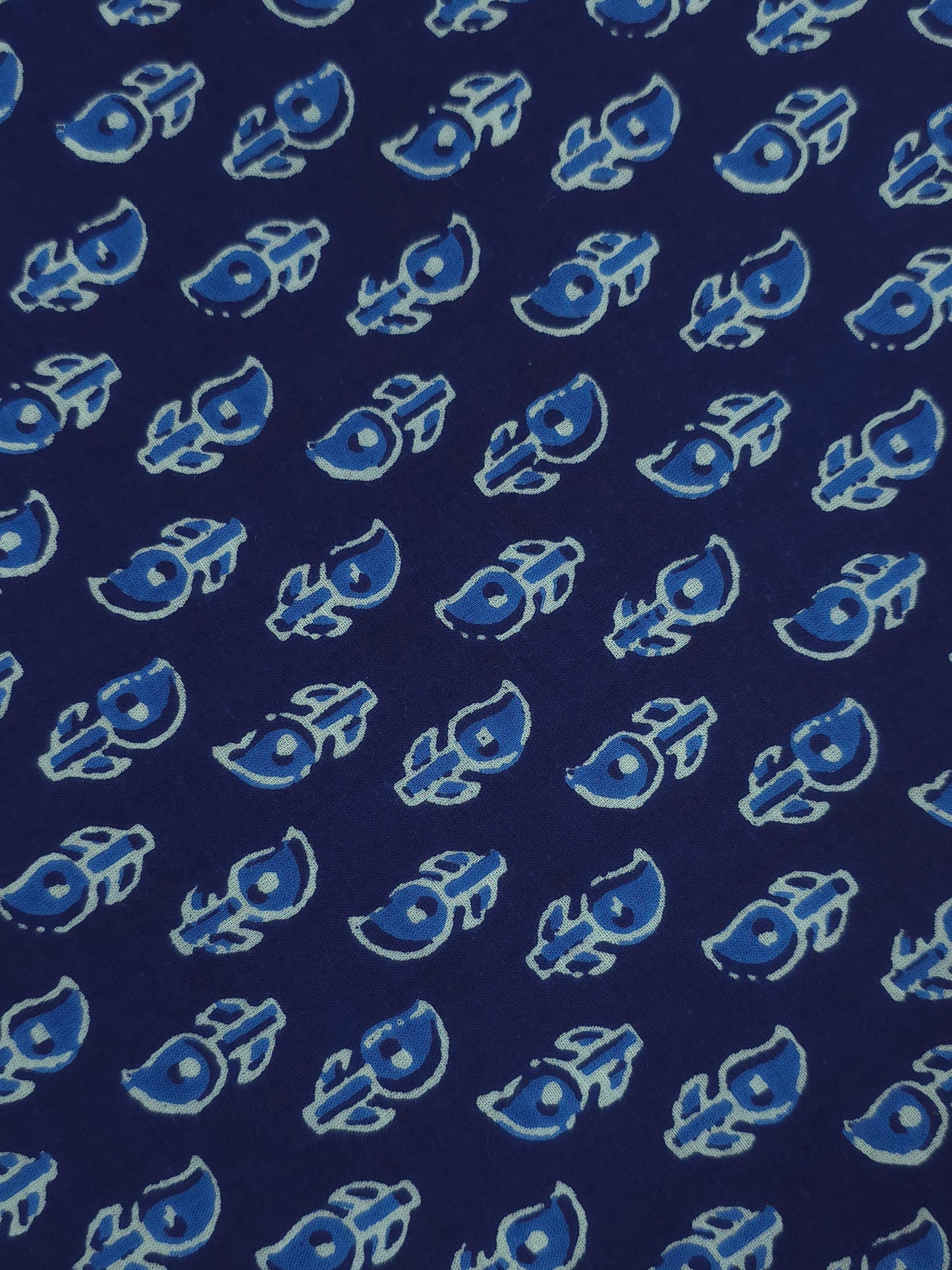 Indigo Leaf Butta  Cotton Fabric DRM-032 **ready to dispatch**