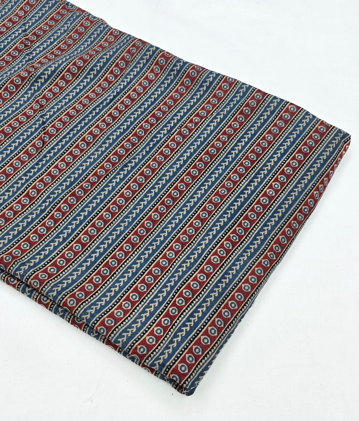 Blue shaded Pure Cotton ajrakh  Fabric in border pattern DRM-028  **ready to dispatch**