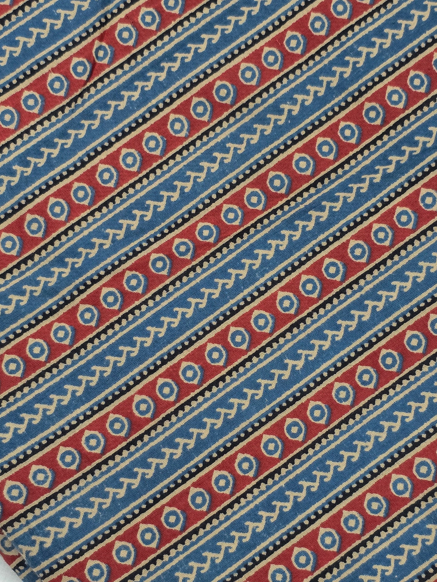 Blue shaded Pure Cotton ajrakh  Fabric in border pattern DRM-028  **ready to dispatch**