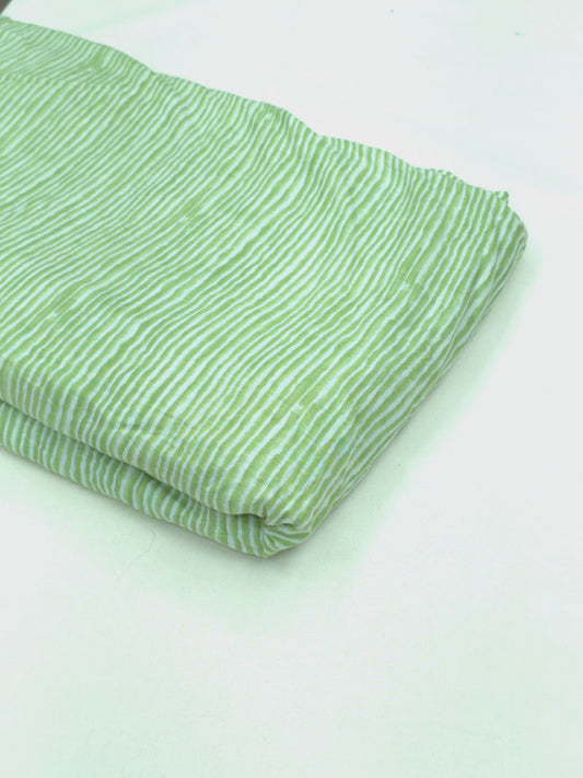 Multi stripped cambric cotton fabric in green shade ** ready to dispatch**