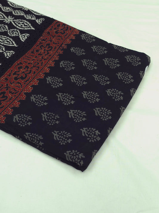 Printed Cotton fabric with hacoba border DRM-0103 **ready to dispatch**