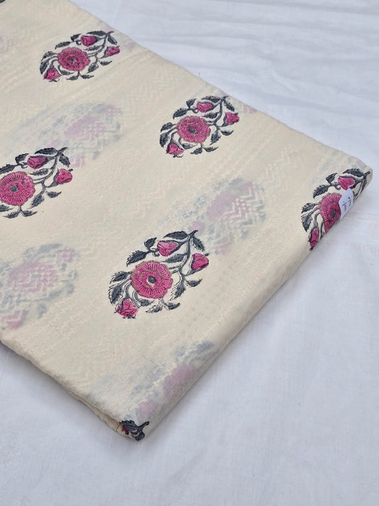 Block printed self-threaded cotton fabric DRM-0126 **ready to dispatch**