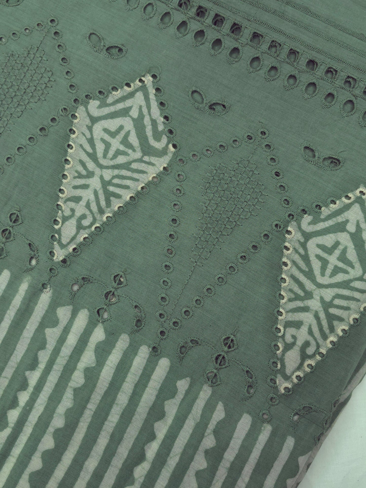 Block printed cotton fabric with hacoba border DRM-0128 **ready to dispatch**