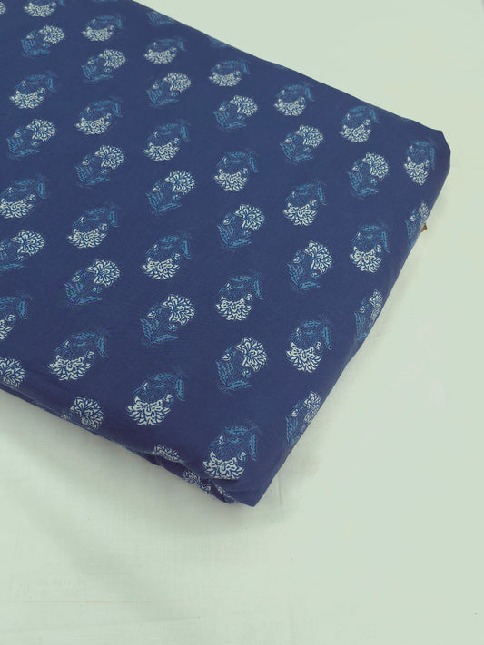 Cotton Cambric Discharge Printed Fabric in indigo blue shade  DRM-0148 **ready to dispatch**