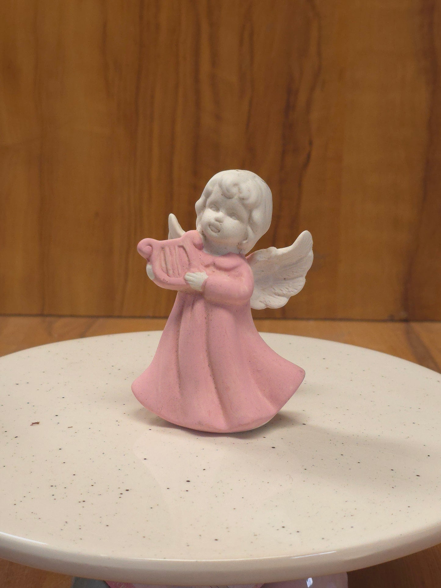 pink miniature ceramic angel figurine HD-104